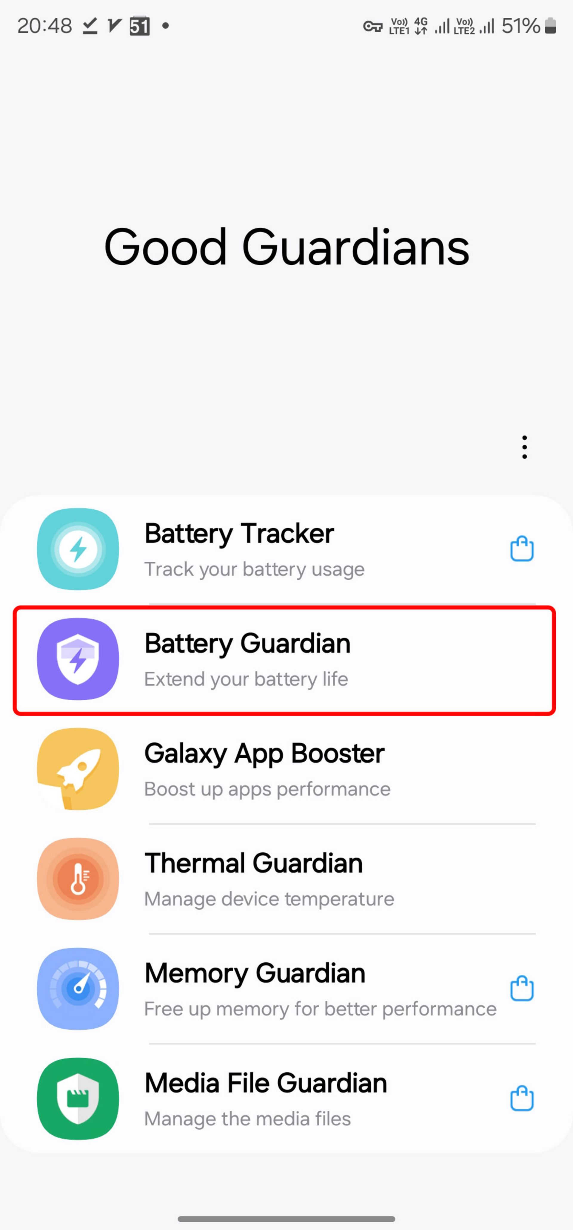 قسمت Battery Guardian اپلیکیشن Good Guardians