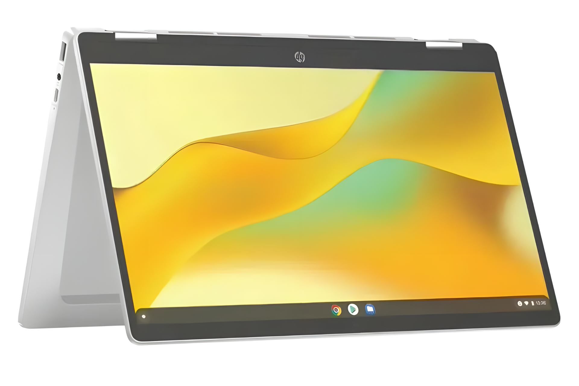 کروم بوک اچ پی chromebook 14 x360 2024 از نمای جلو درحالت تاشده
