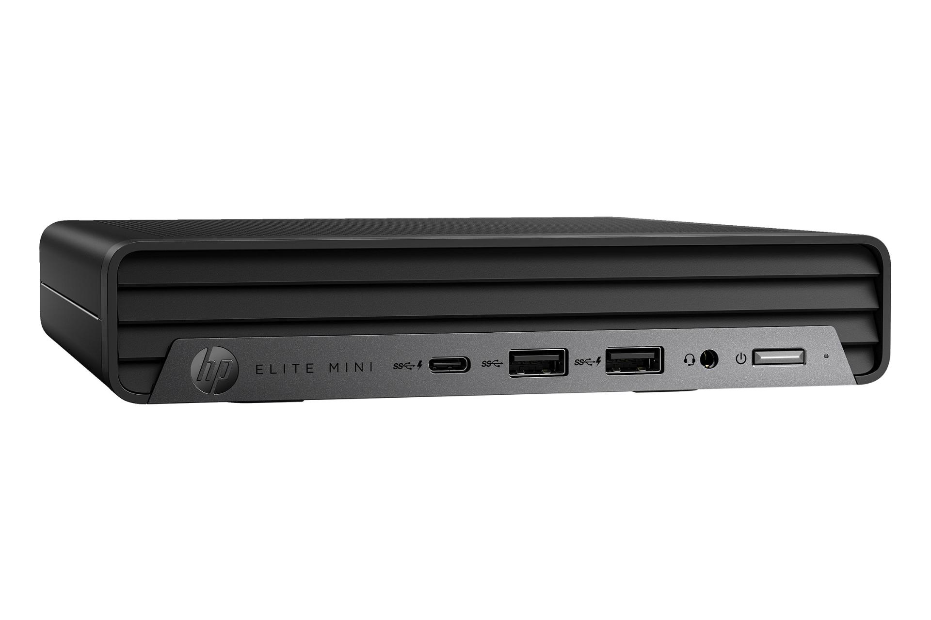 نمای نیمرخ کامپیوتر کوچک Elite Mini 600 G9 اچ پی با نمایش لبه سمت چپ