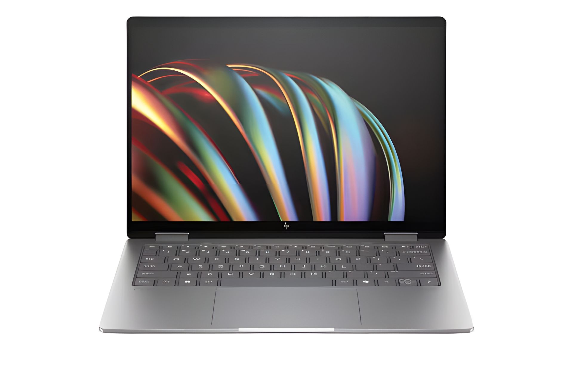 تصویر از جلو و نمایشگر رندر رسمی لپ تاپ ۱۴ اینچی HP Envy X360 مدل ۲۰۲۴