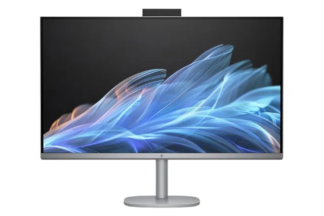 نمای روبه‌روی کامپیوتر همه کاره OmniStudio X اچ پی با نمایشگر روشن و نمایش وبکم