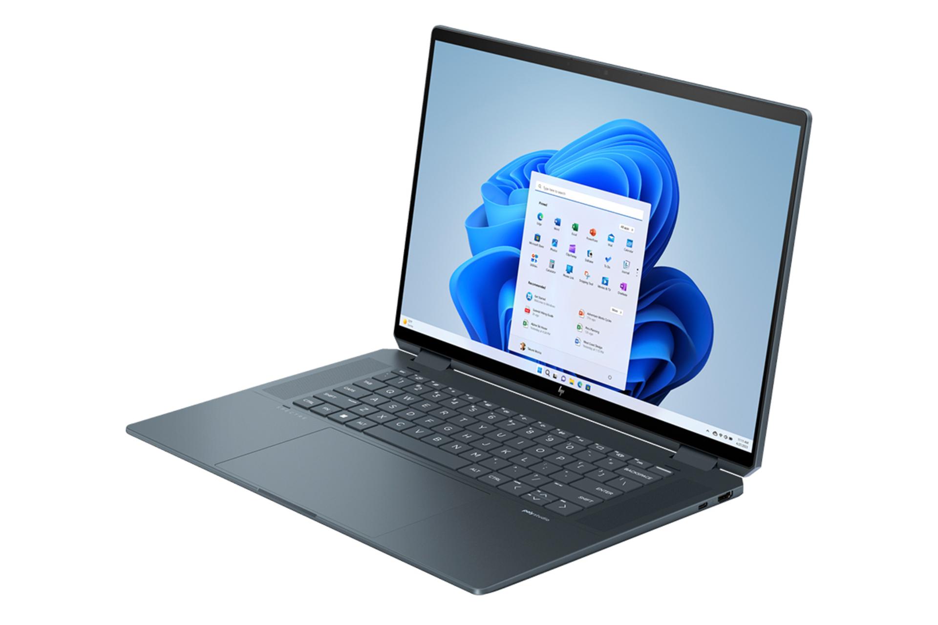 نمای نیمرخ سمت راست لپ تاپ اسپکتر x360 16-aa0047nr اچ پی و نمایش درگاه‌های لبه‌ی سمت راست