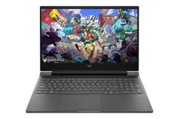 نمای رو به روی لپ تاپ Victus 16-s1023dx اچ پی با نمایشگر روشن و نمایش لبه جلو