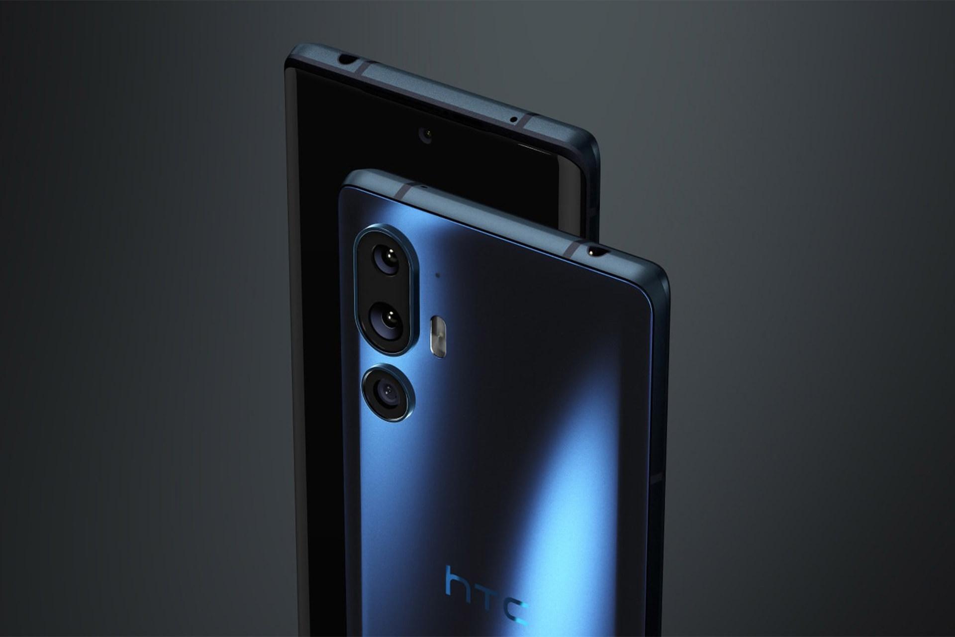 نمای پنل پشت و جلوی گوشی HTC مدل U24 Pro در رنگ آبی 
