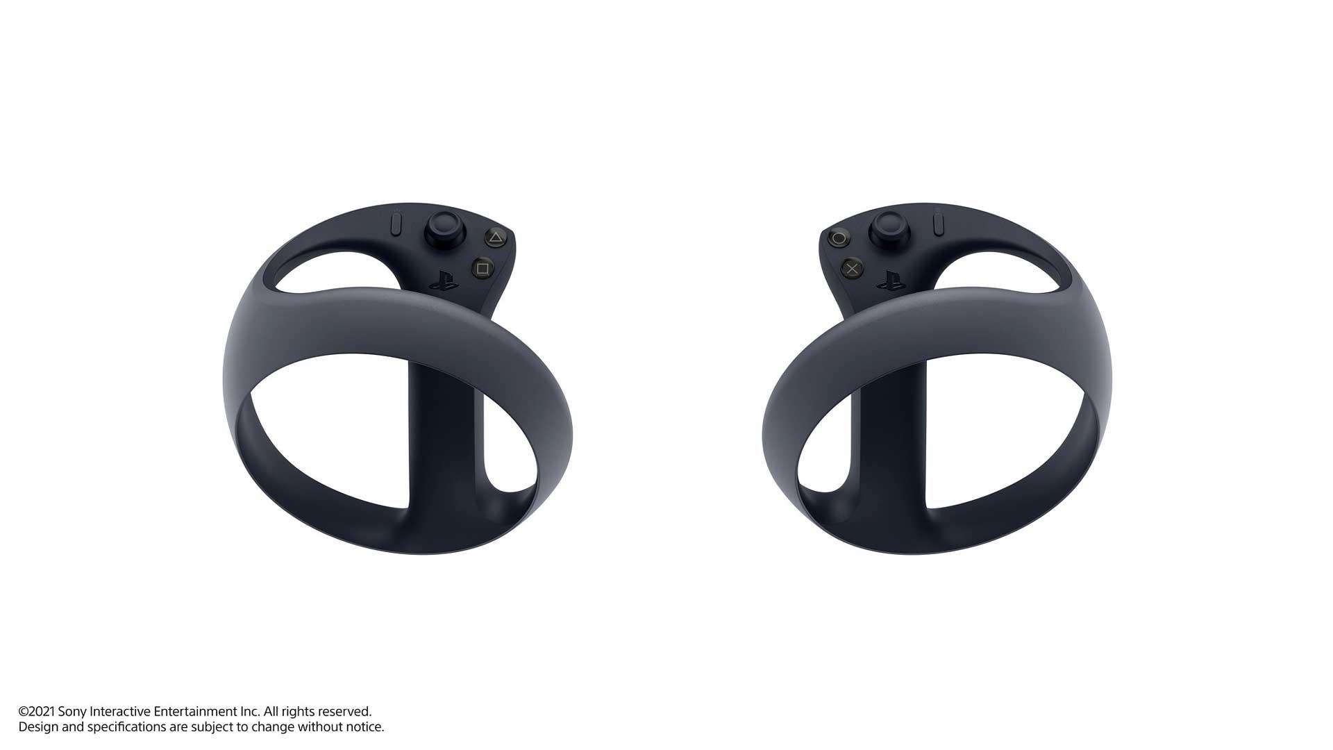 دو دسته پلی استیشن VR جدید سونی در کنار یکدیگر با رنگ سیاه