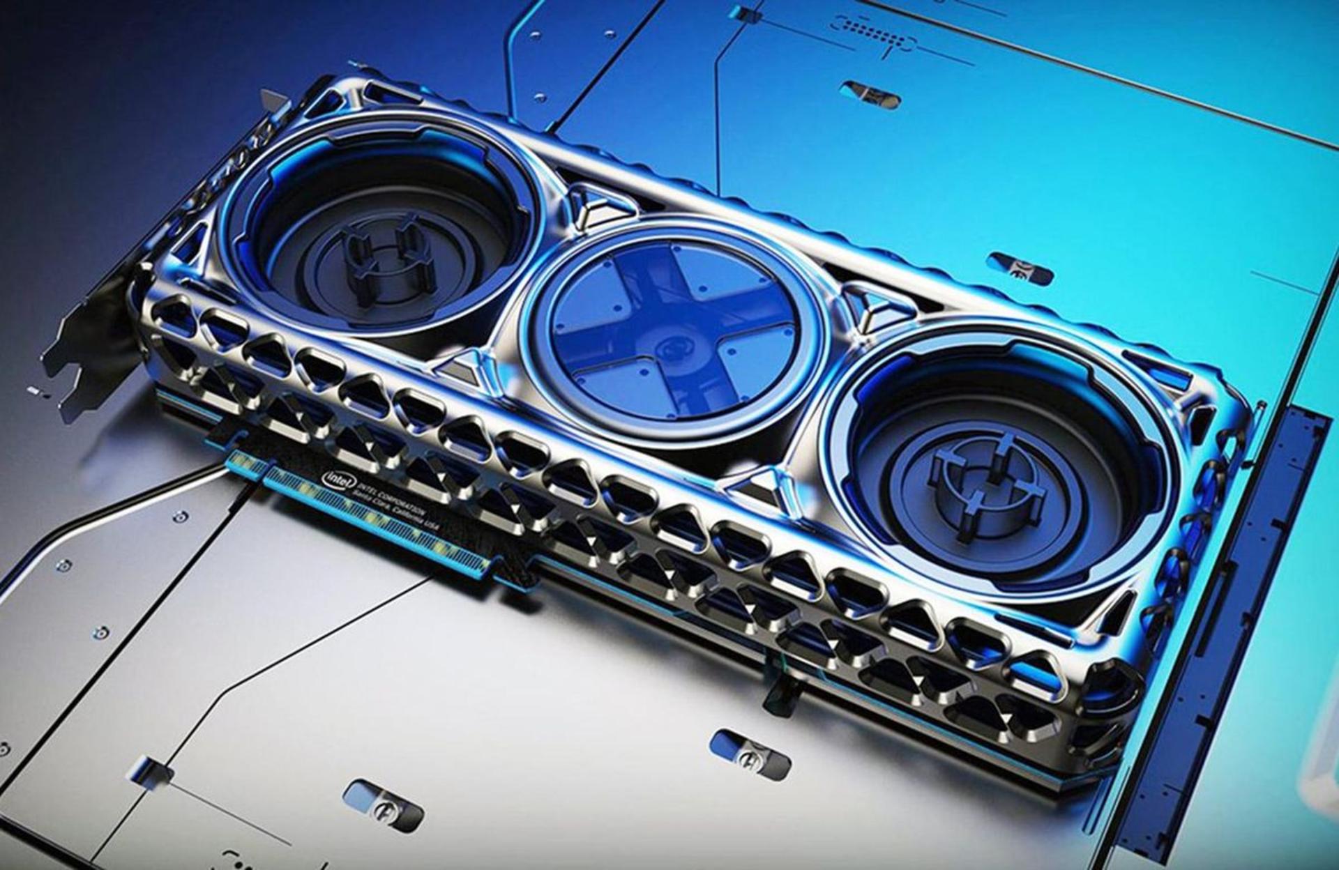 تصویری ساختگی از کارت گرافیک Intel Xe-HPG DG2
