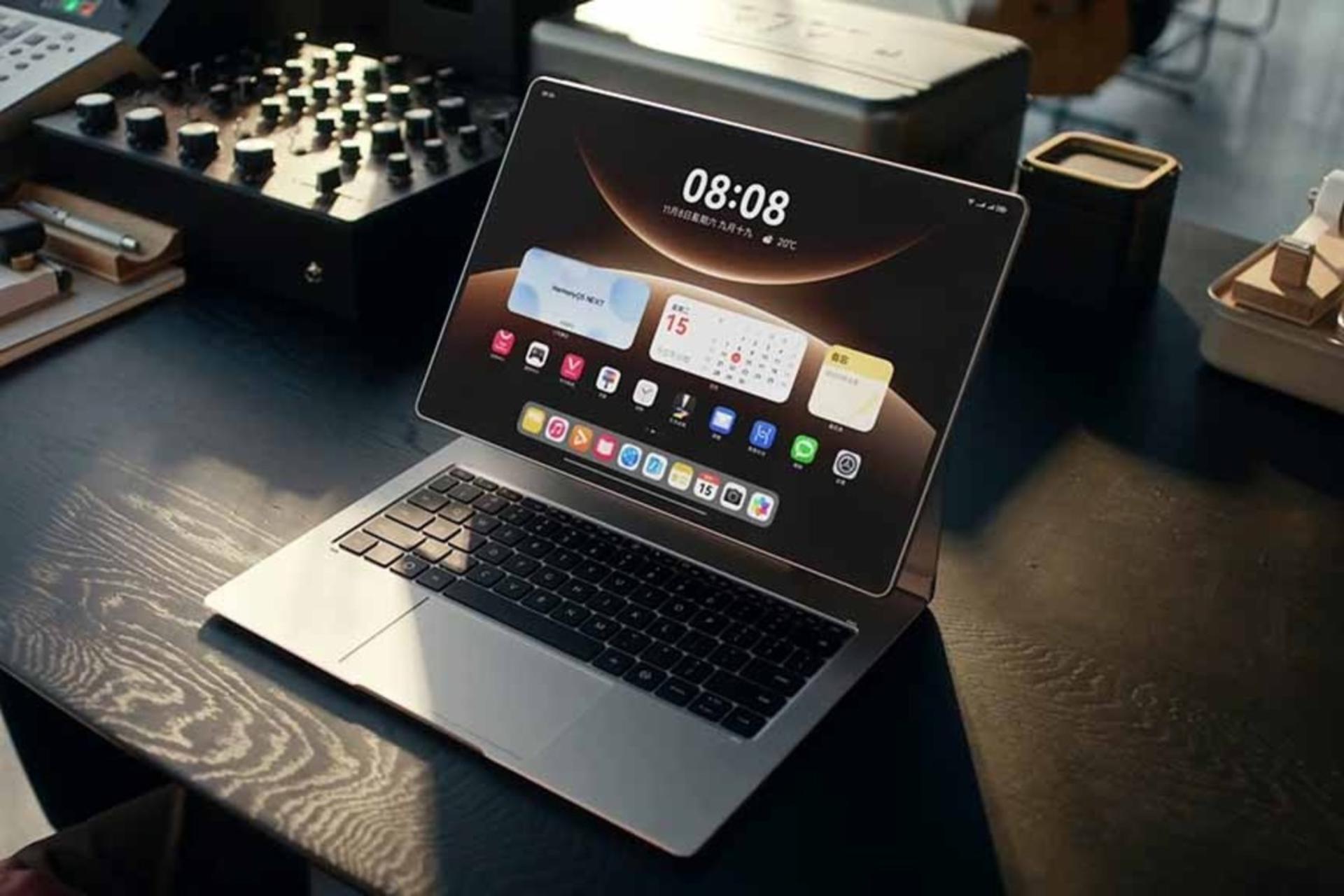 نمای جلو تبلت لپ‌تاپ شو هواوی روی میز