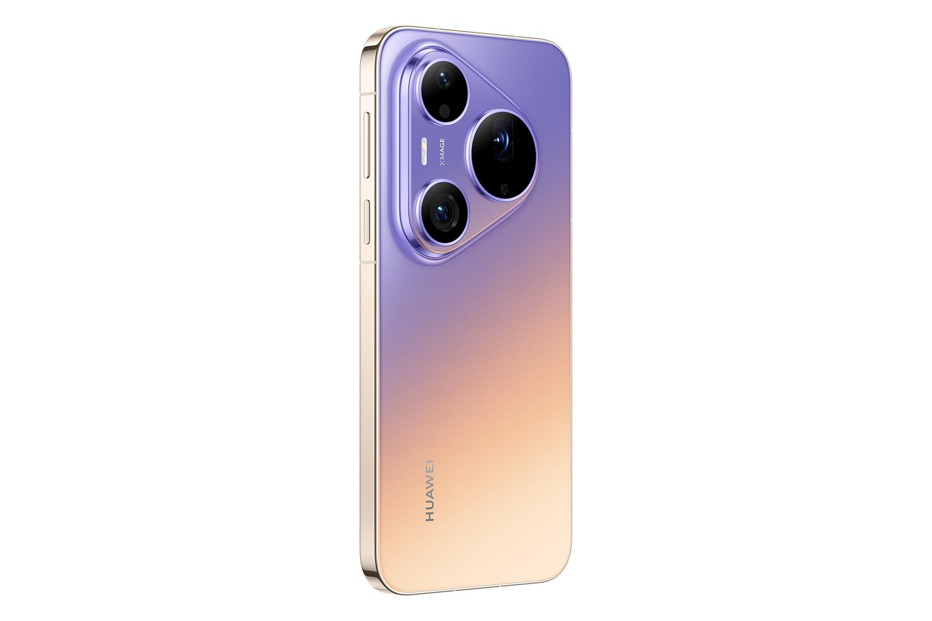 پنل پشت و چینش دوربین گوشی موبایل پیورا 90 پرو مکس هواوی بنفش و طلایی / Huawei Pura 90 Pro Max