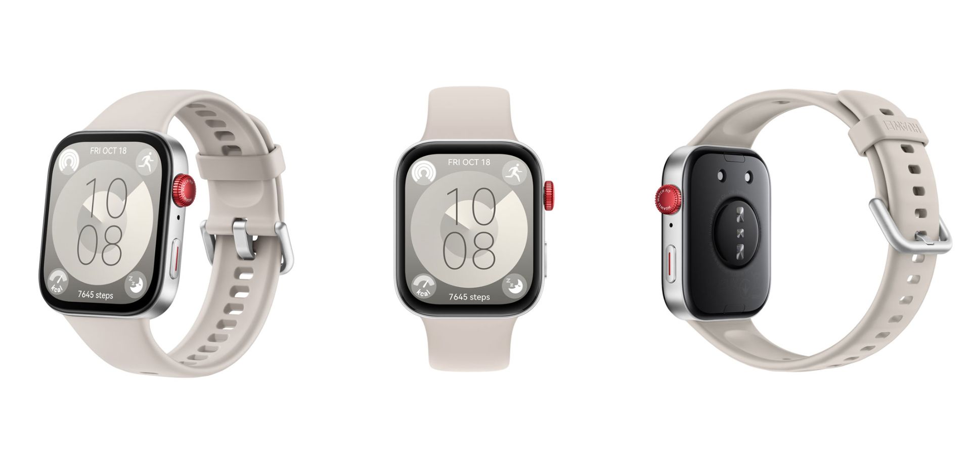 تصاویر رندر فاش‌شده از رنگ خاکستری ساعت هوشمند میان‌رده هواوی واچ فیت ۳ پس‌زمینه سفید