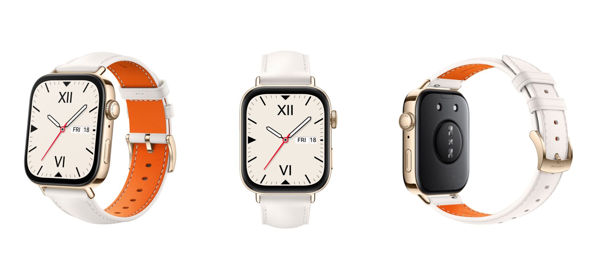 تصاویر رندر فاش‌شده از رنگ سفید ساعت هوشمند میان‌رده هواوی واچ فیت ۳ پس‌زمینه سفید