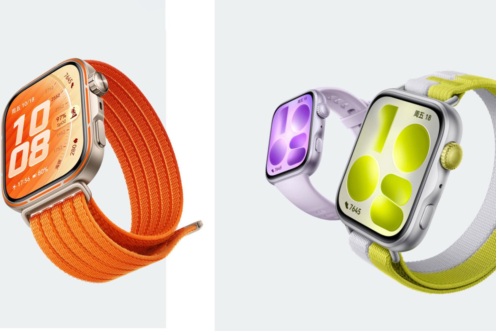 نمای جلو و رنگ‌بندی ساعت‌های هوشمند سری واچ فیت ۵ هواوی