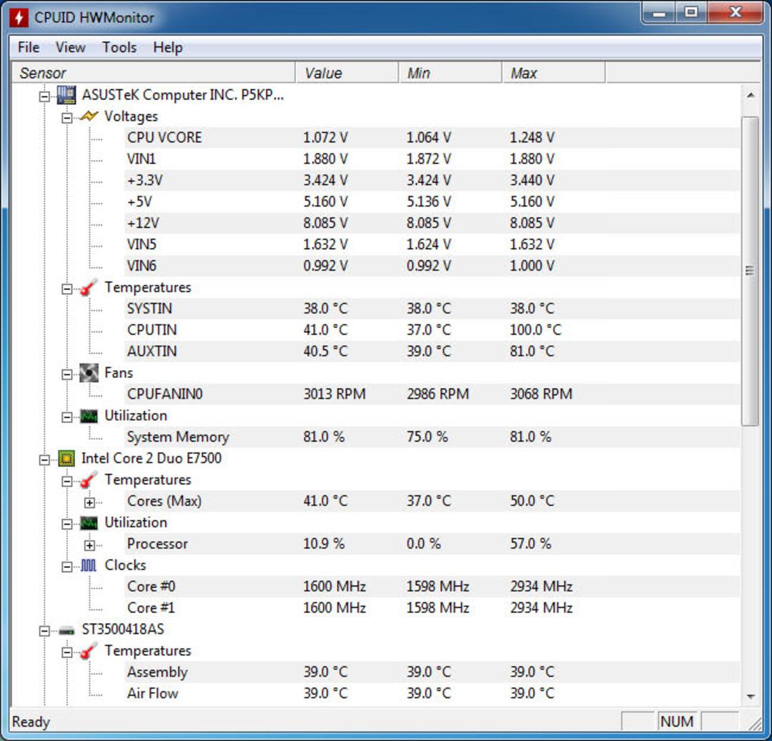 نرم‌افزار بنچمارک HWMonitor