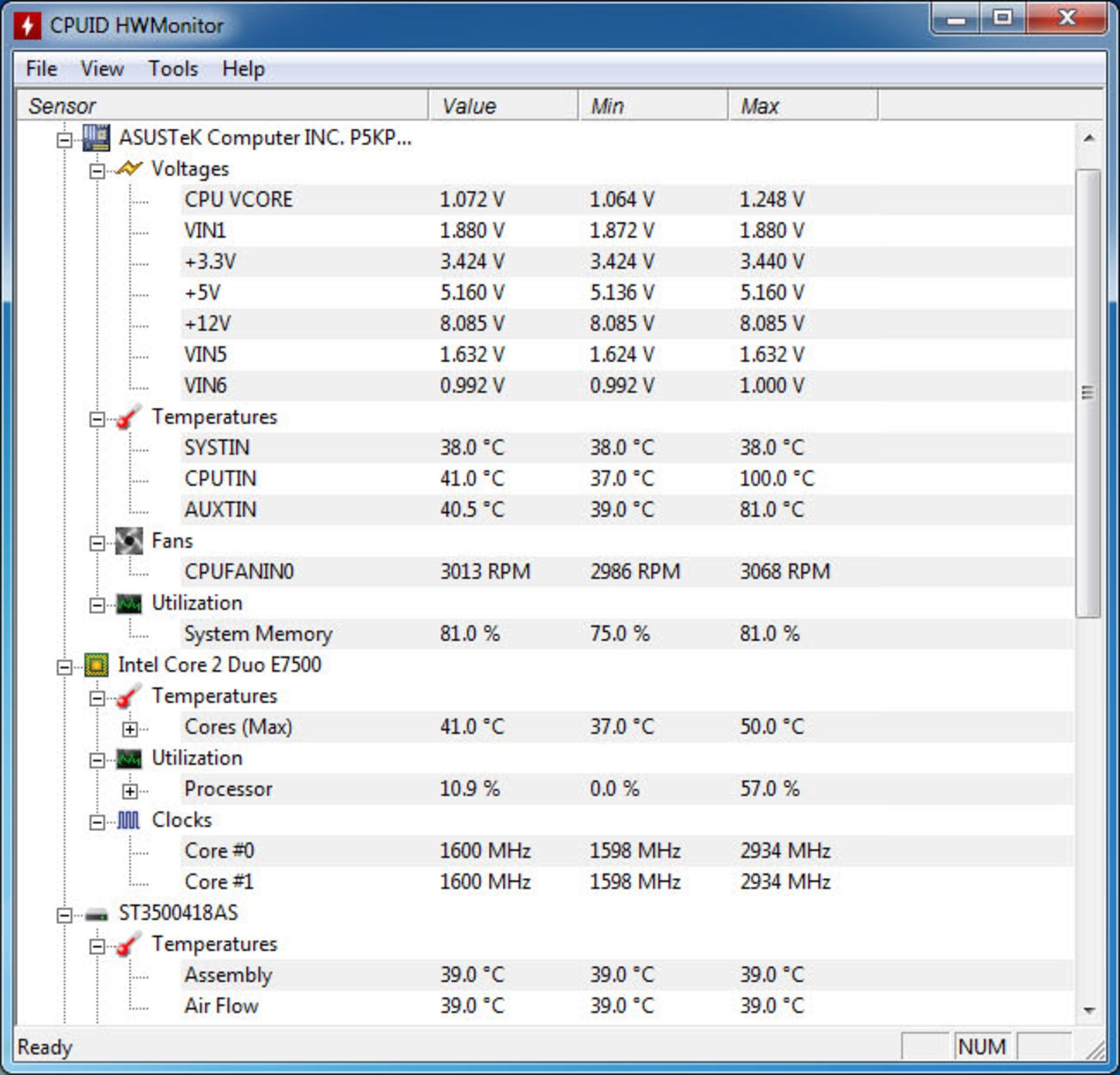 نرم‌افزار بنچمارک HWMonitor