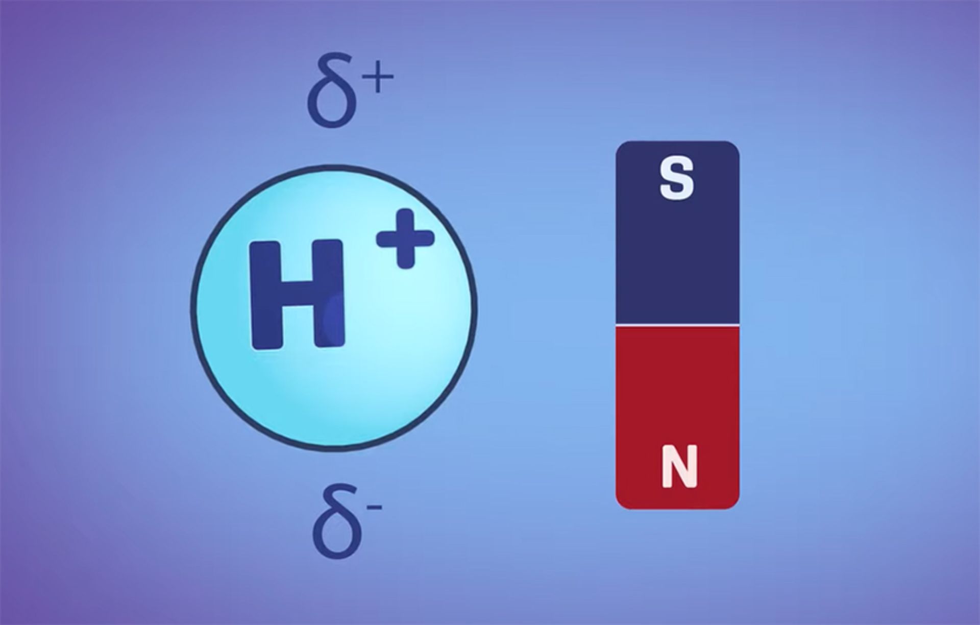 A positive hydrogen nucleus that can be replaced by a magnet.