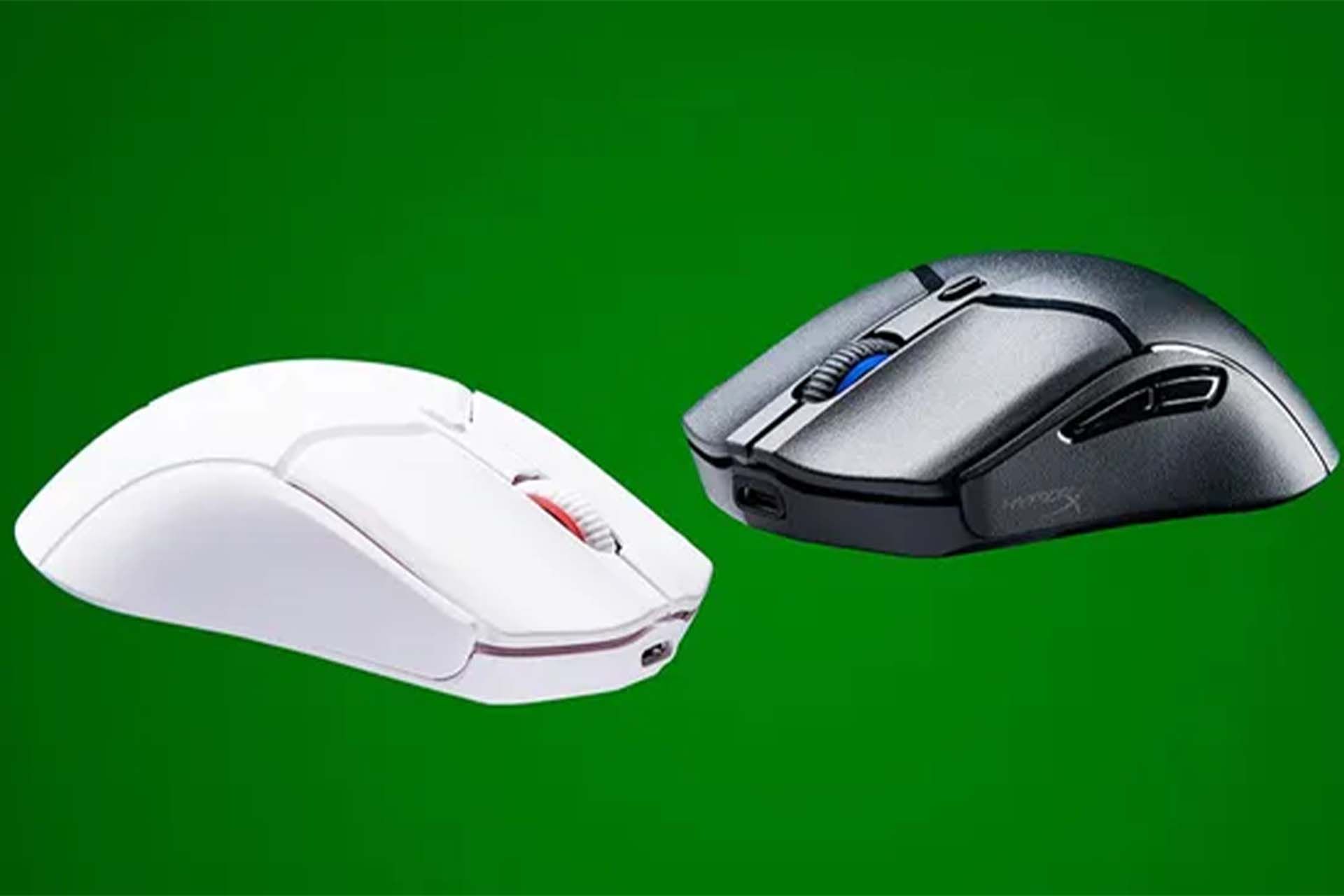 رنگ سفید و سیاه موس گیمینگ HP هایپر اکس با پس زمنیه سبز