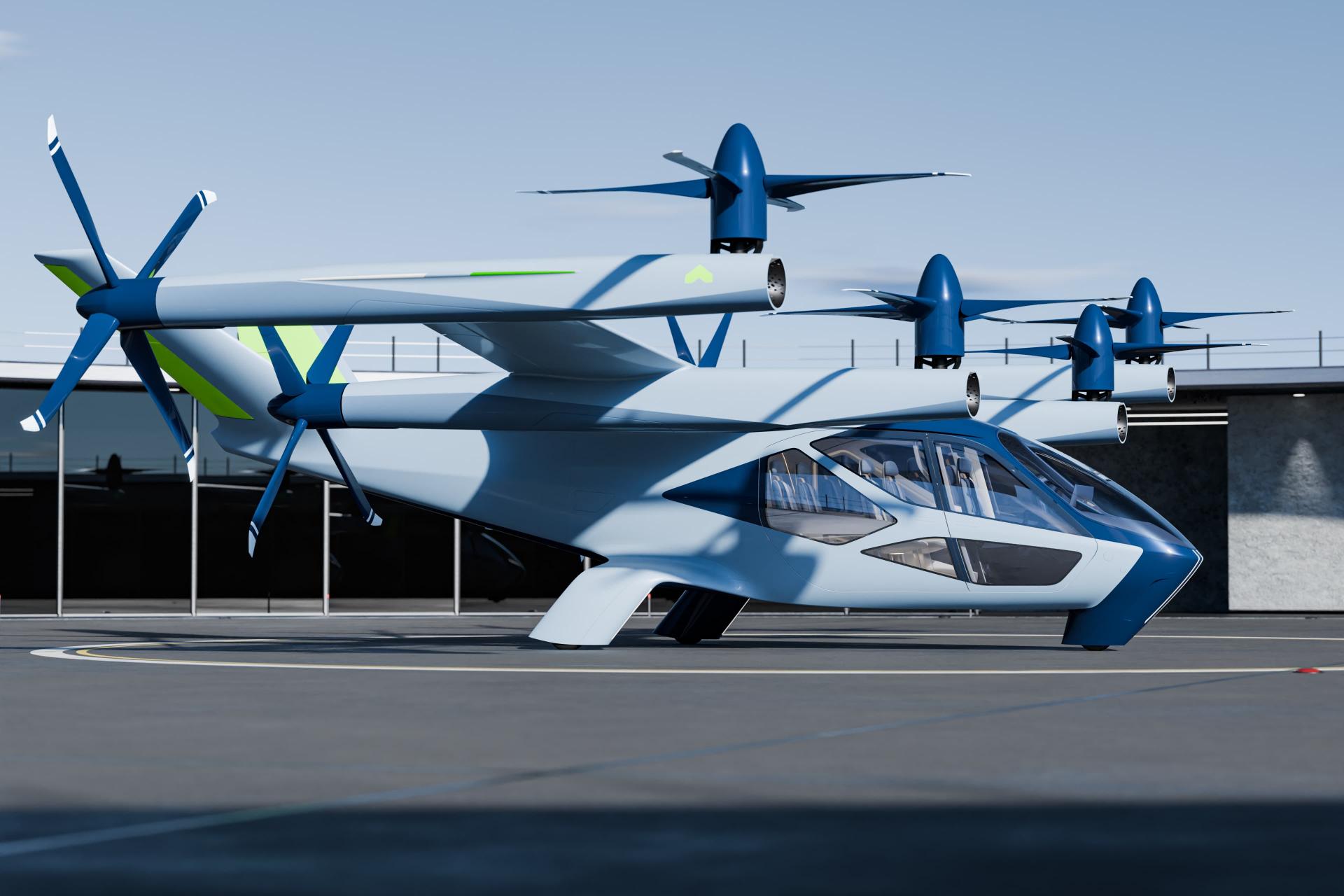 مدل مفهومی eVTOL سوپرنال هیوندای مدل S-A2 از نمای چپ در روز