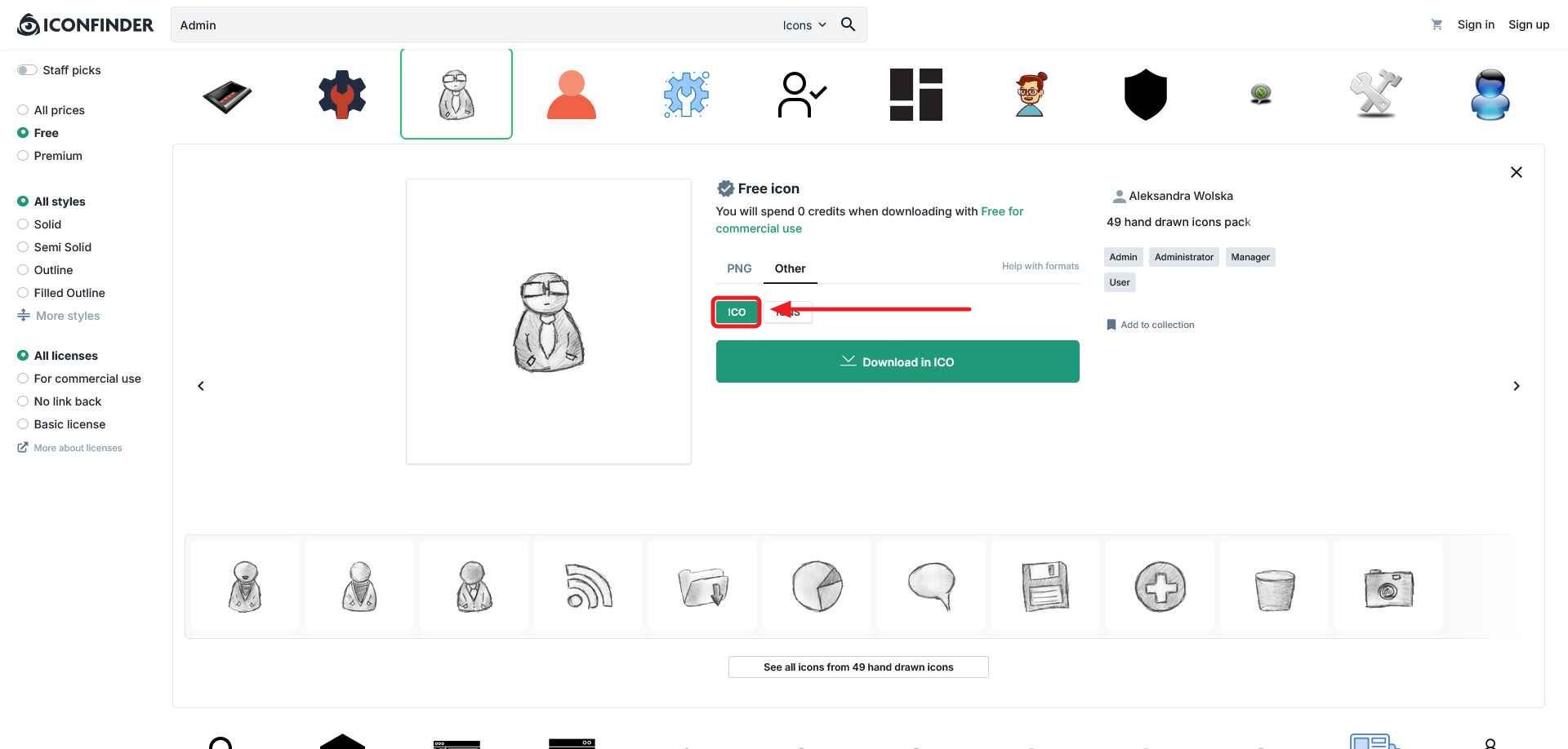 دانلود یک آیکون با فرمت ICO از وبسایت آیکون فایندر