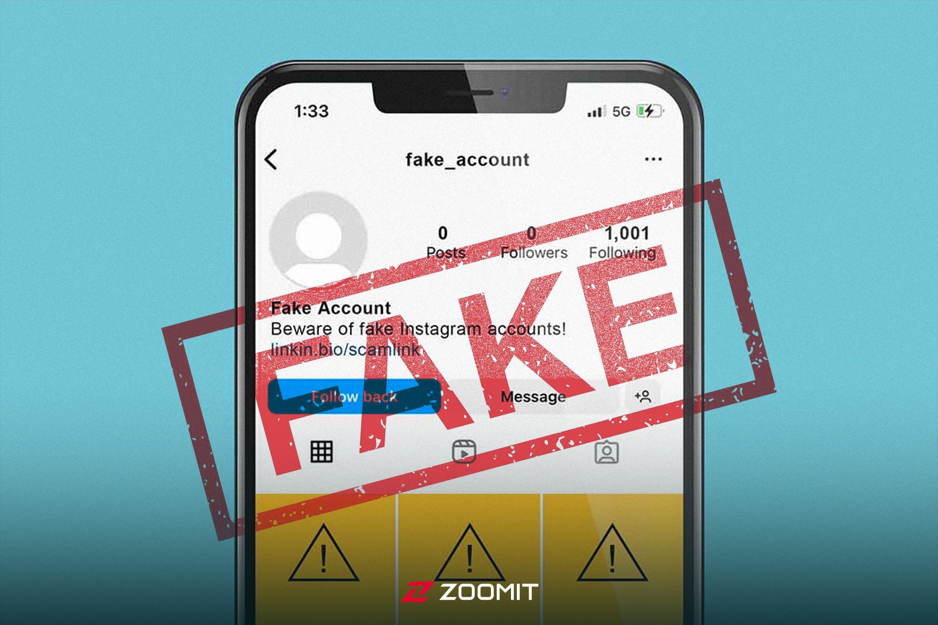 یک اکانت فیک اینستاگرام روی گوشی آيفون