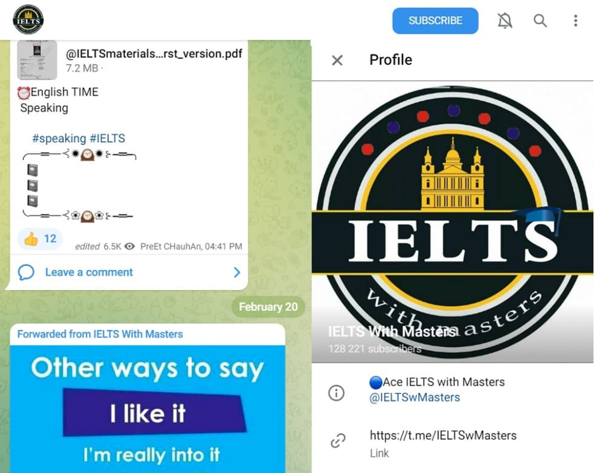 کانال انگلیسی تلگرام آموزش زبان ieltswmasters