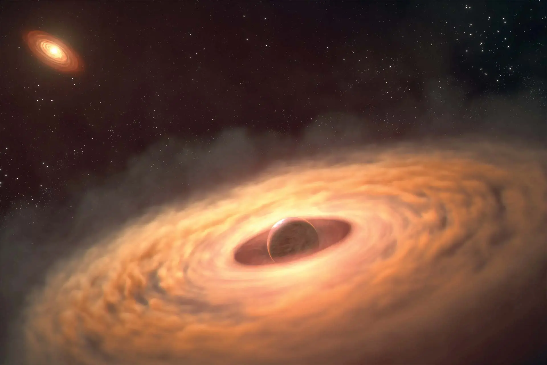 تصویرسازی از دیسک قمرساز در اطراف سیاره‌ای فراخورشیدی