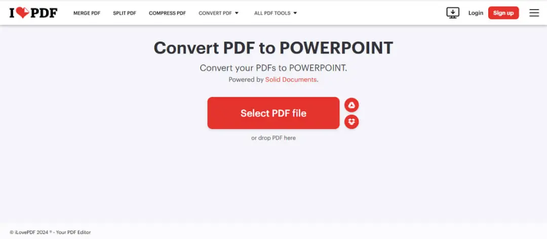 تبدیل پی دی اف به پاورپوینت با iLovePDF
