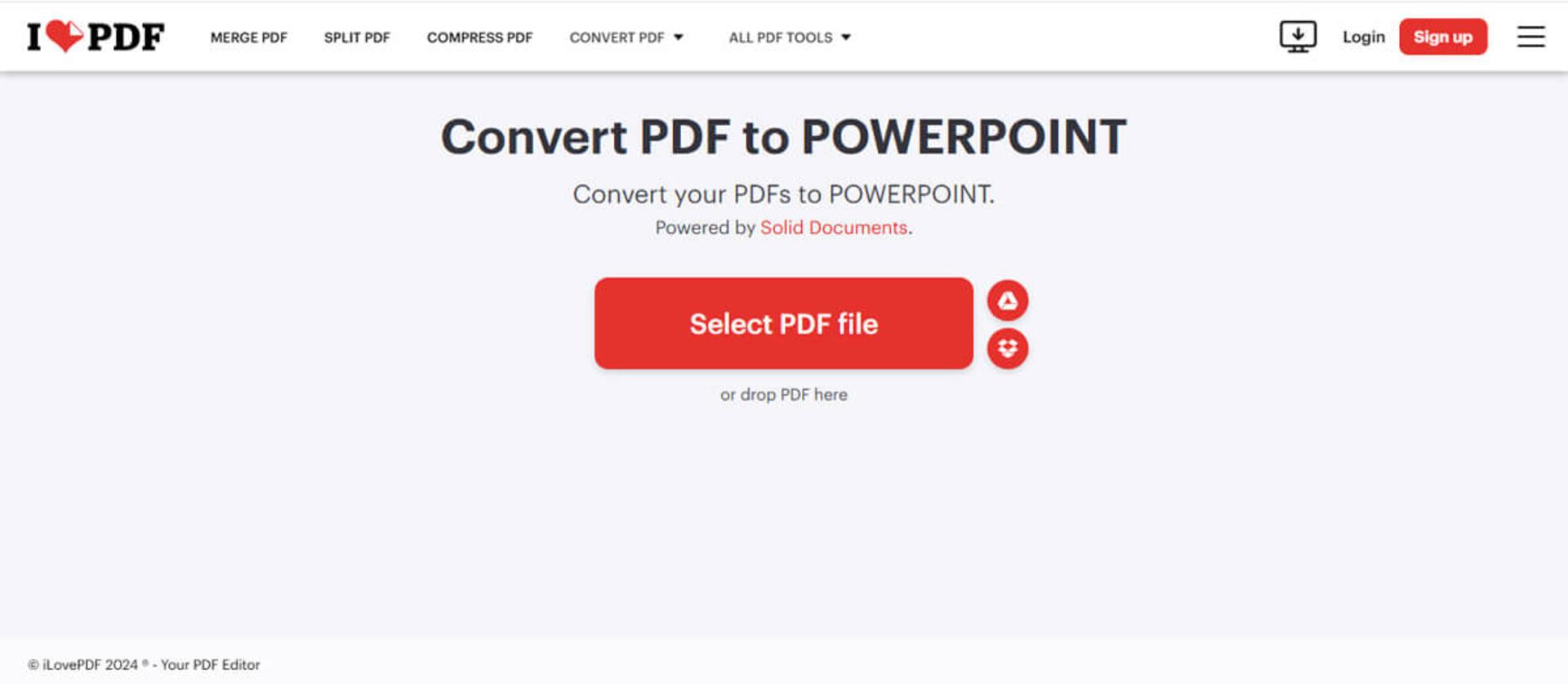 تبدیل پی دی اف به پاورپوینت با iLovePDF