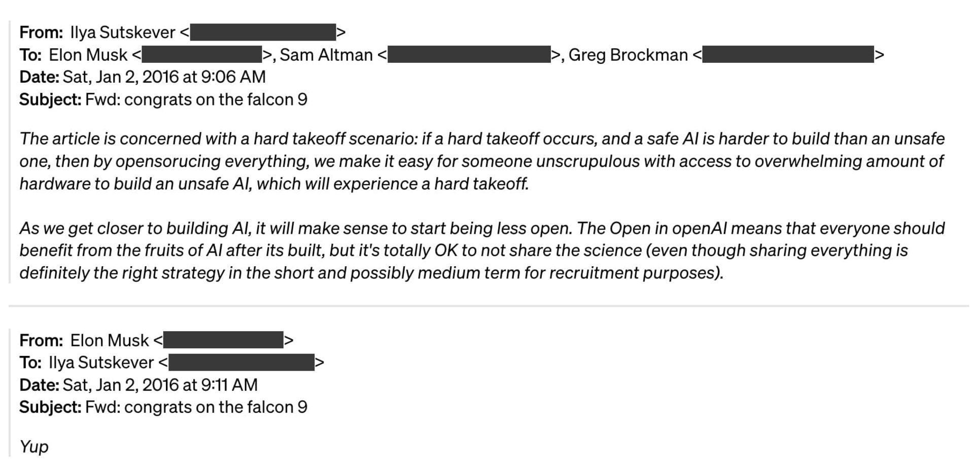 ایمیل یکی از مدیران OpenAI به ایلان ماسک درباره هوش مصنوعی