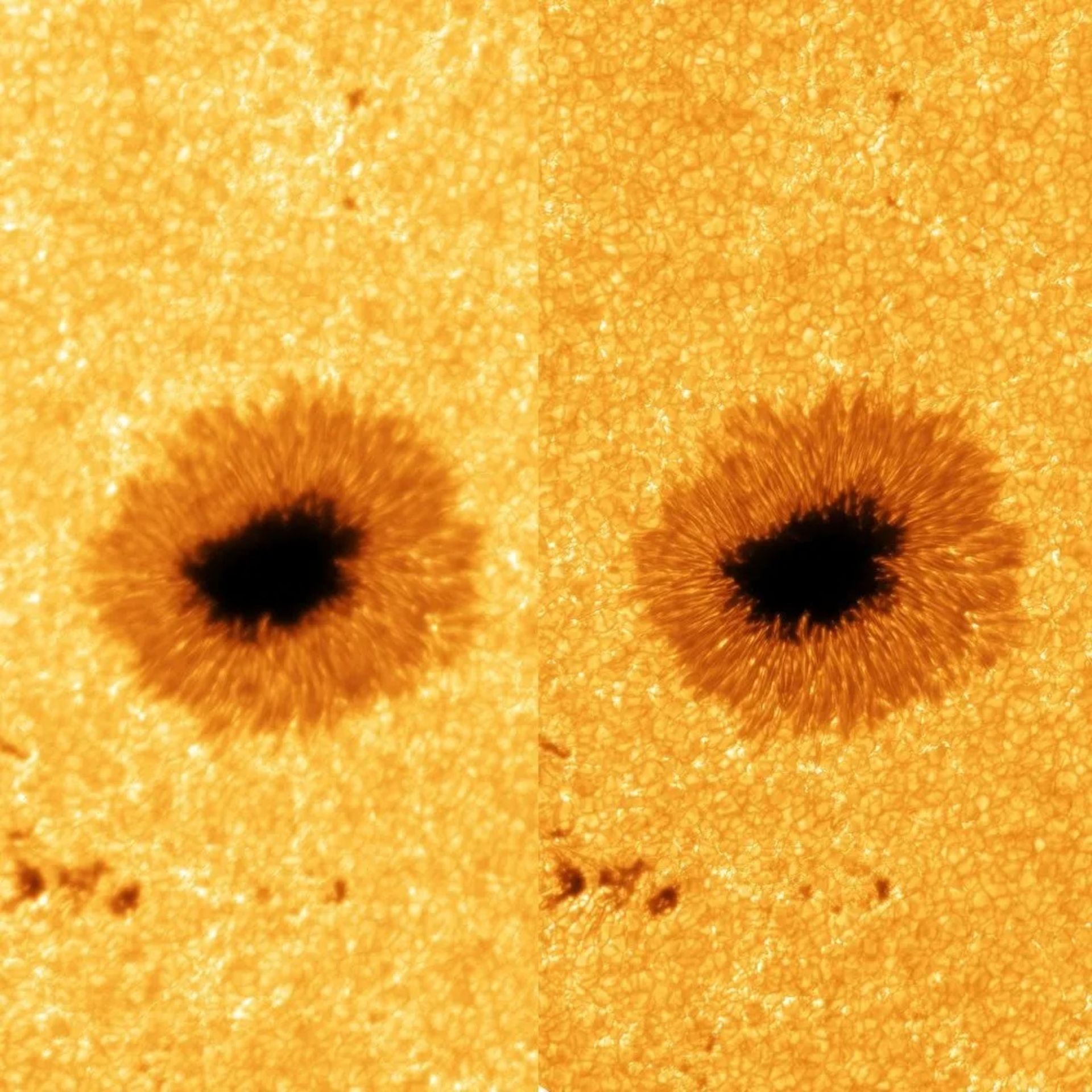 تصویر لکه خورشیدی با تلسکوپ‌های متفاوت