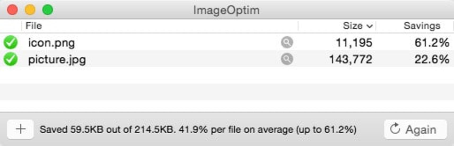رابط کاربری نرم‌افزار ImageOptim در مک
