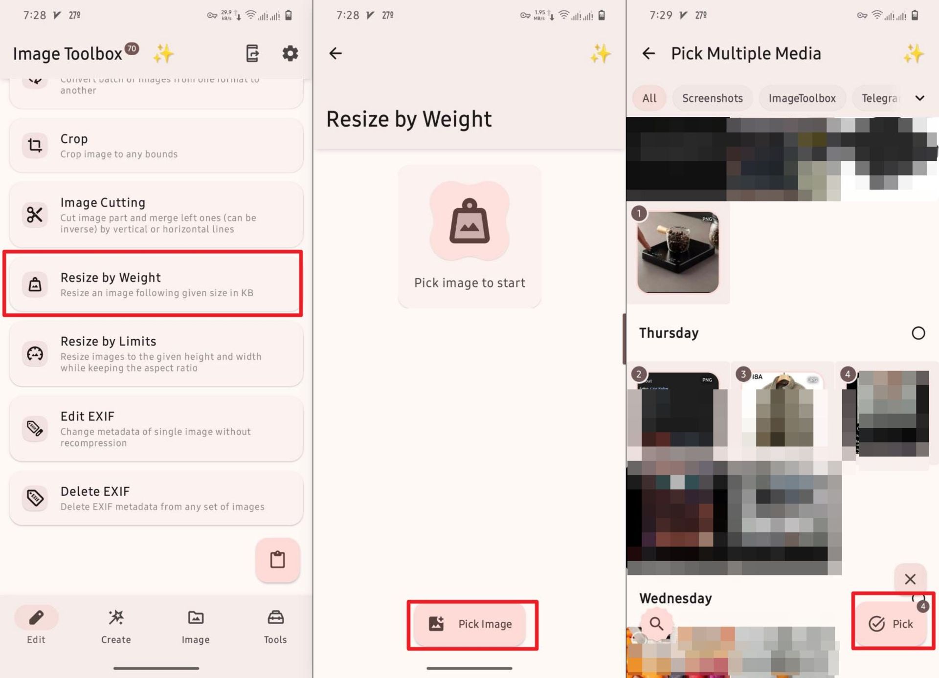 مراحل افزودن عکس به اپ Image Toolbox در اندروید برای فشرده‌سازی