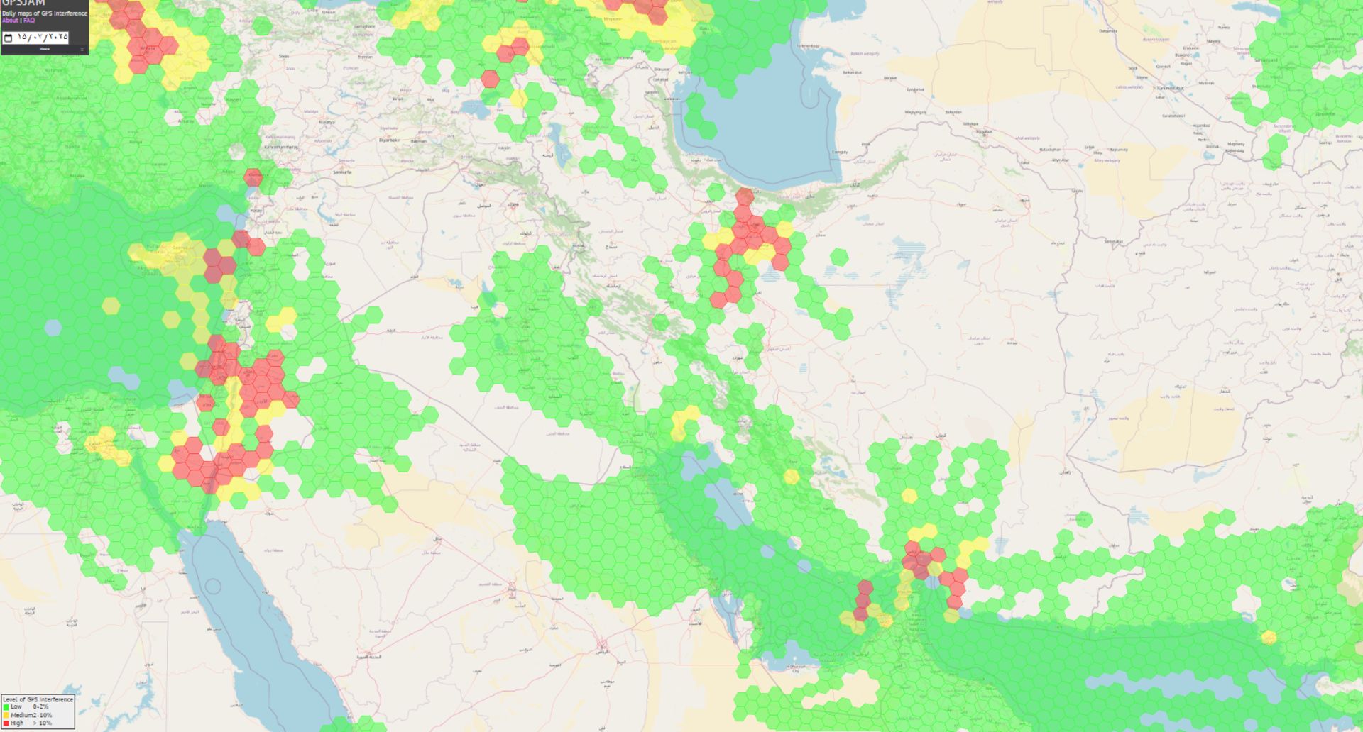 نقشه اختلالات جی‌پی‌اس