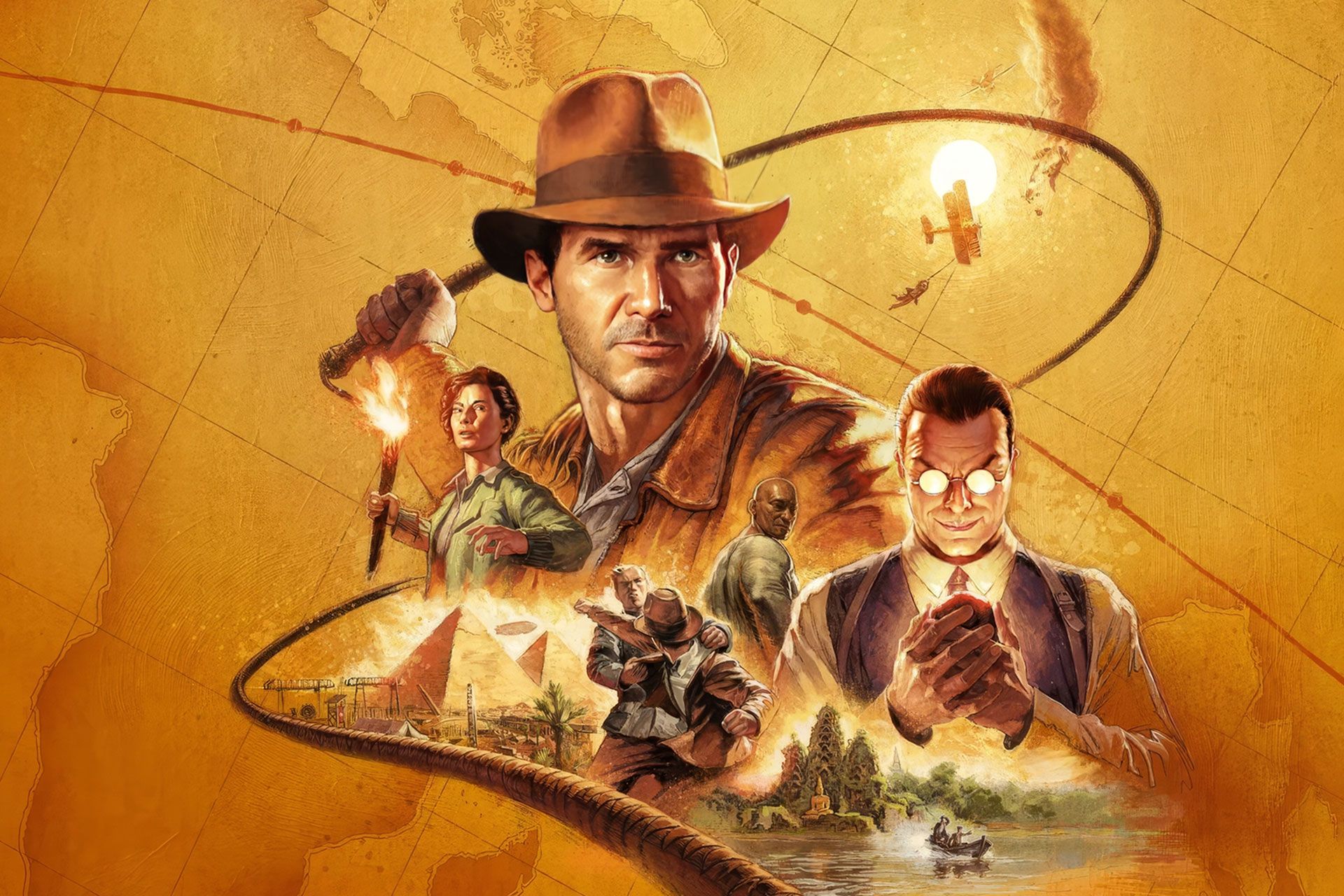 پوستر بازی Indiana Jones and the Great Circle شامل شخصیت‌های بازی 