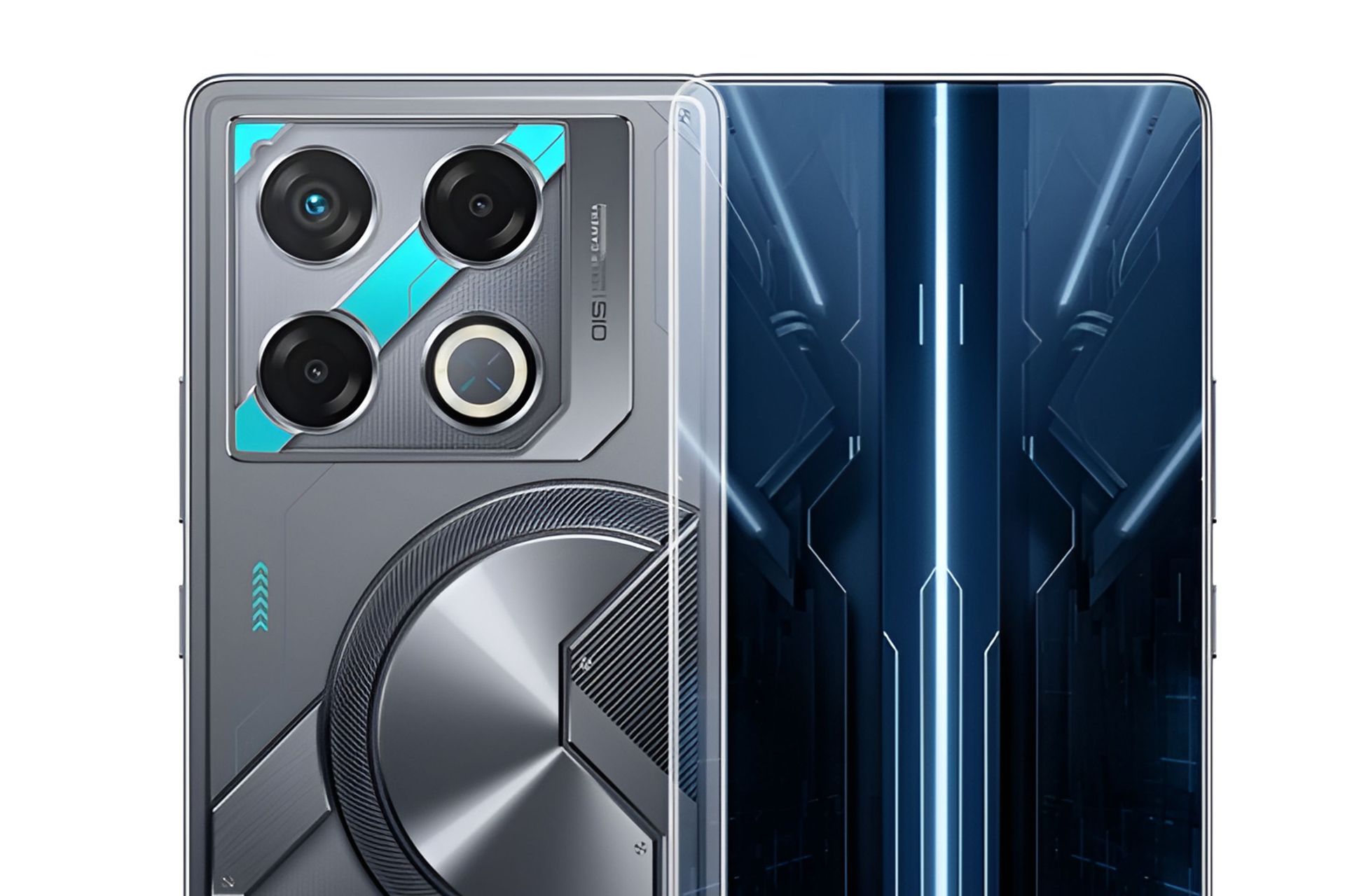 نمای پنل پشتی و جلویی گوشی اینفینیکس مدل GT 20 Pro در رنگ خاکستری