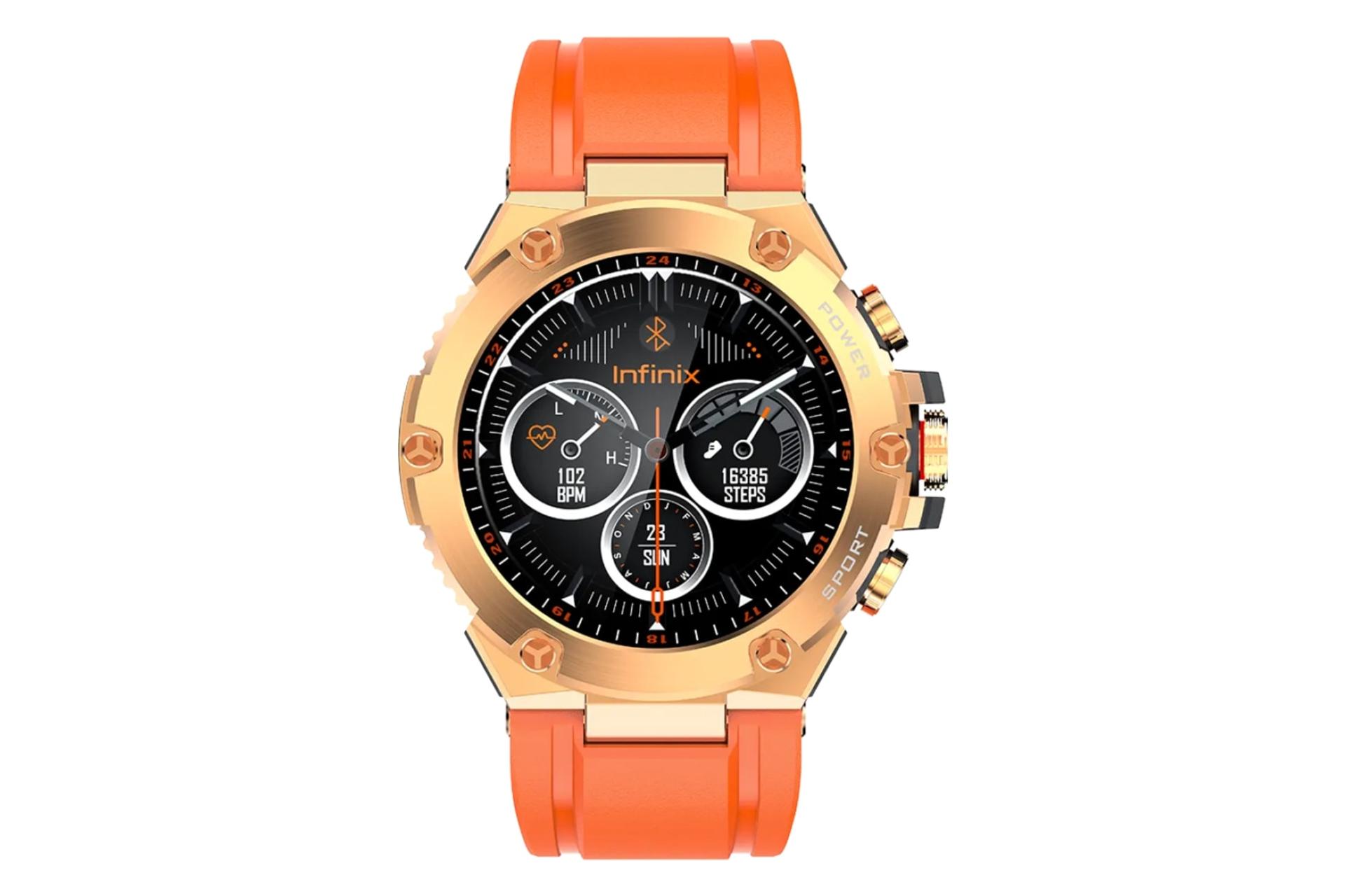ساعت هوشمند اینفینیکس Infinix XWATCH 3 GT طلایی از نمای روبرو