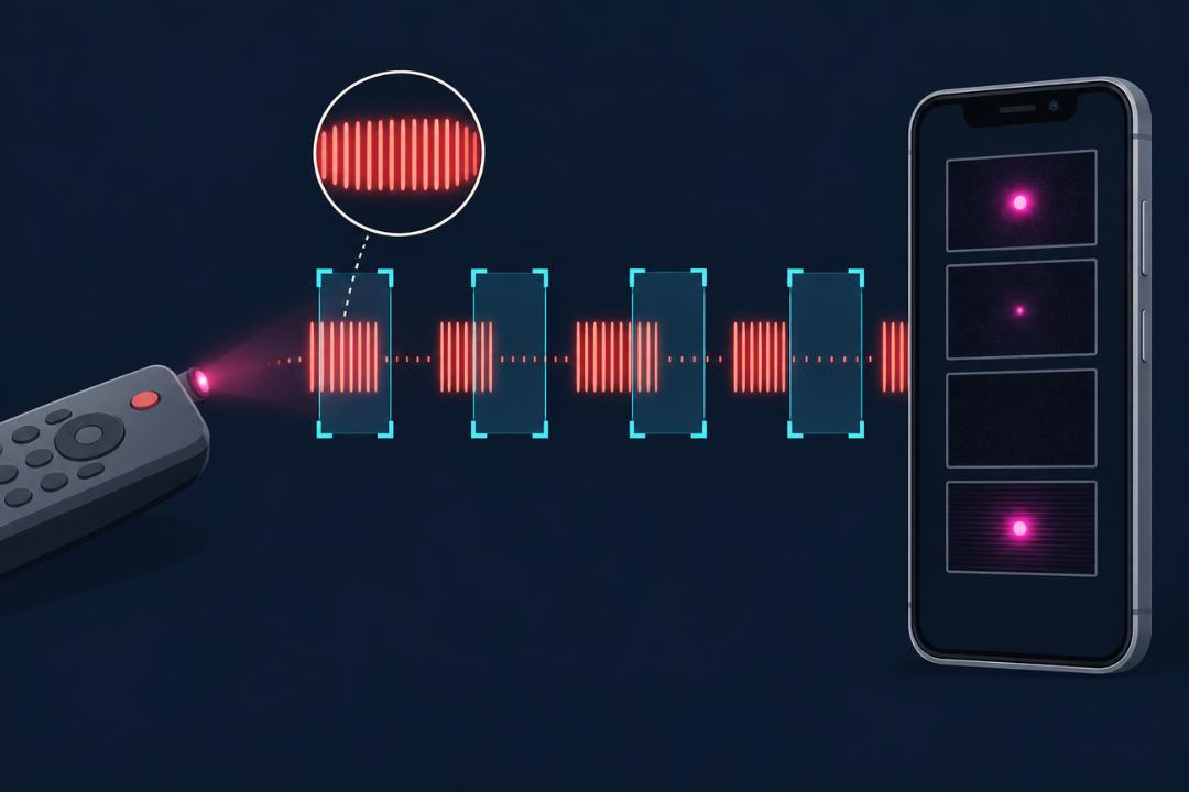 امواج مادون قرمز (Infrared) از کنترل تلویزیون به سمت سنسور گوشی موبایل