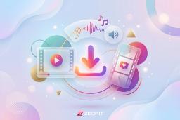 پلیر ویدیو مینیمال با دکمه پخش (Play) و نماد دانلود با طرح اینستاگرام
