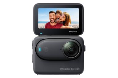 دوربین اینستا Insta360 GO 3S به همراه اکشن پاد رنگ مشکی نمای جلو