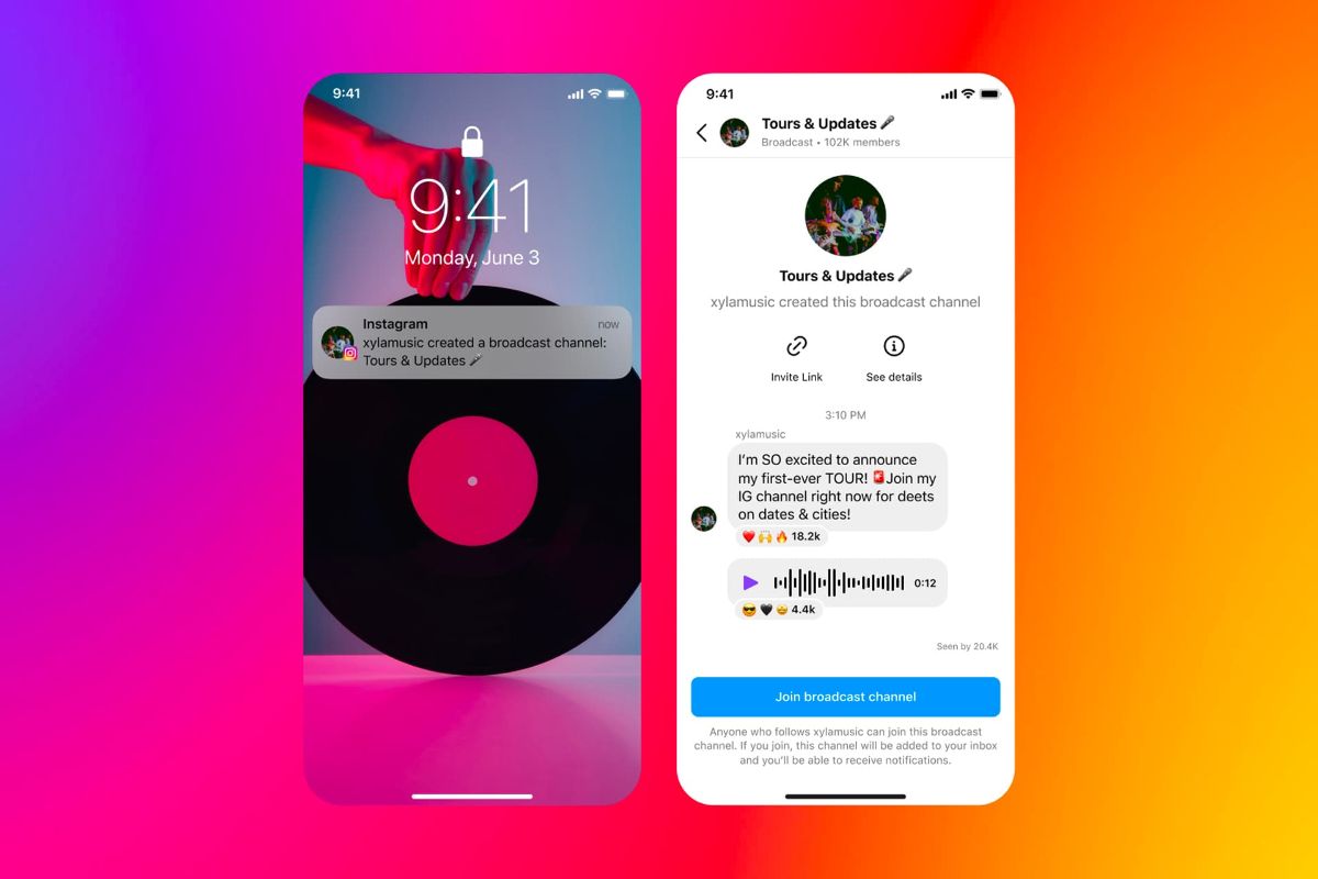 کانال اینستاگرام / Instagram با پس زمینه رنگی