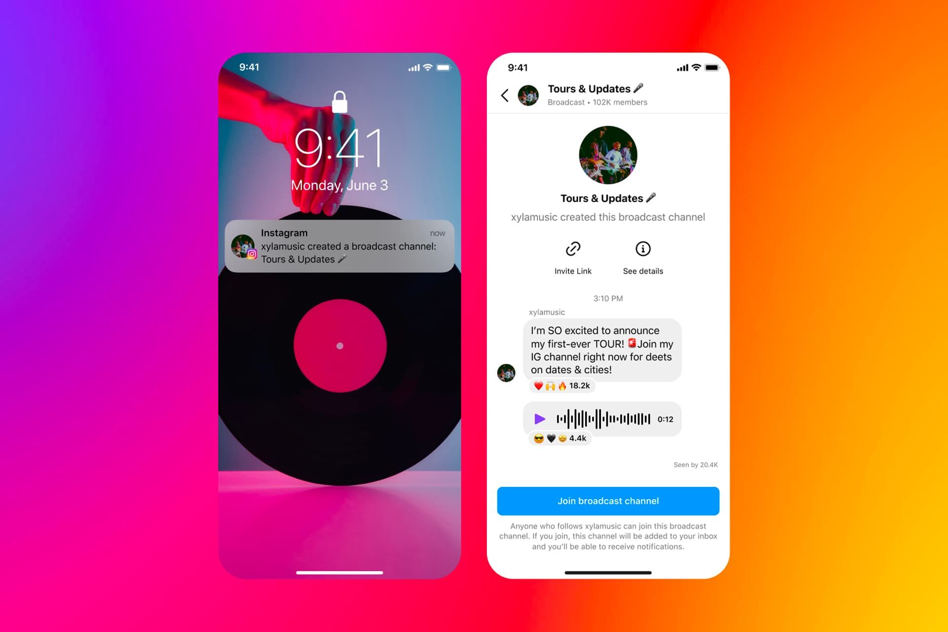 کانال اینستاگرام / Instagram با پس زمینه رنگی