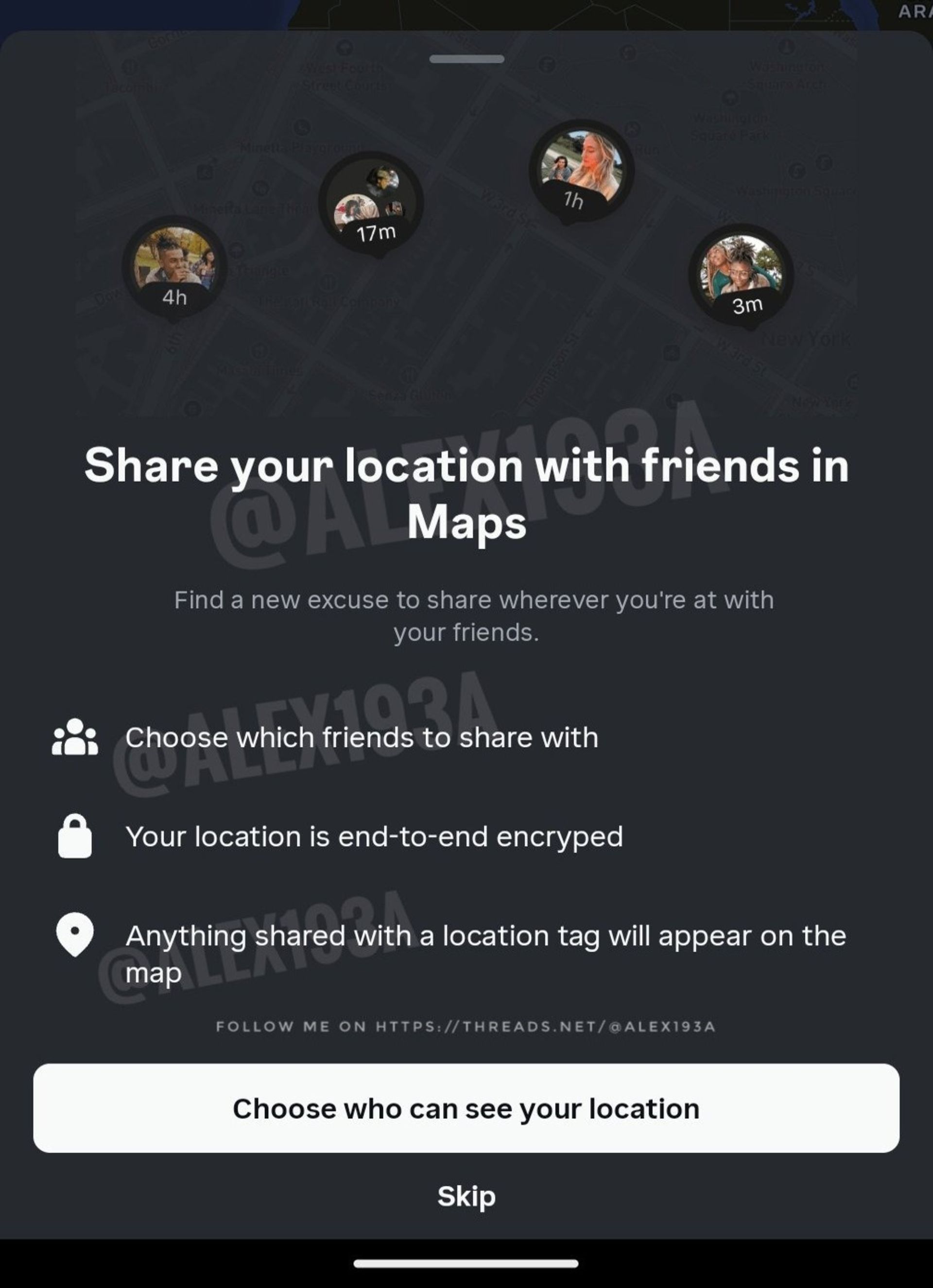 اشتراک موقعیت مکانی در منوی Friend Map اینستاگرام