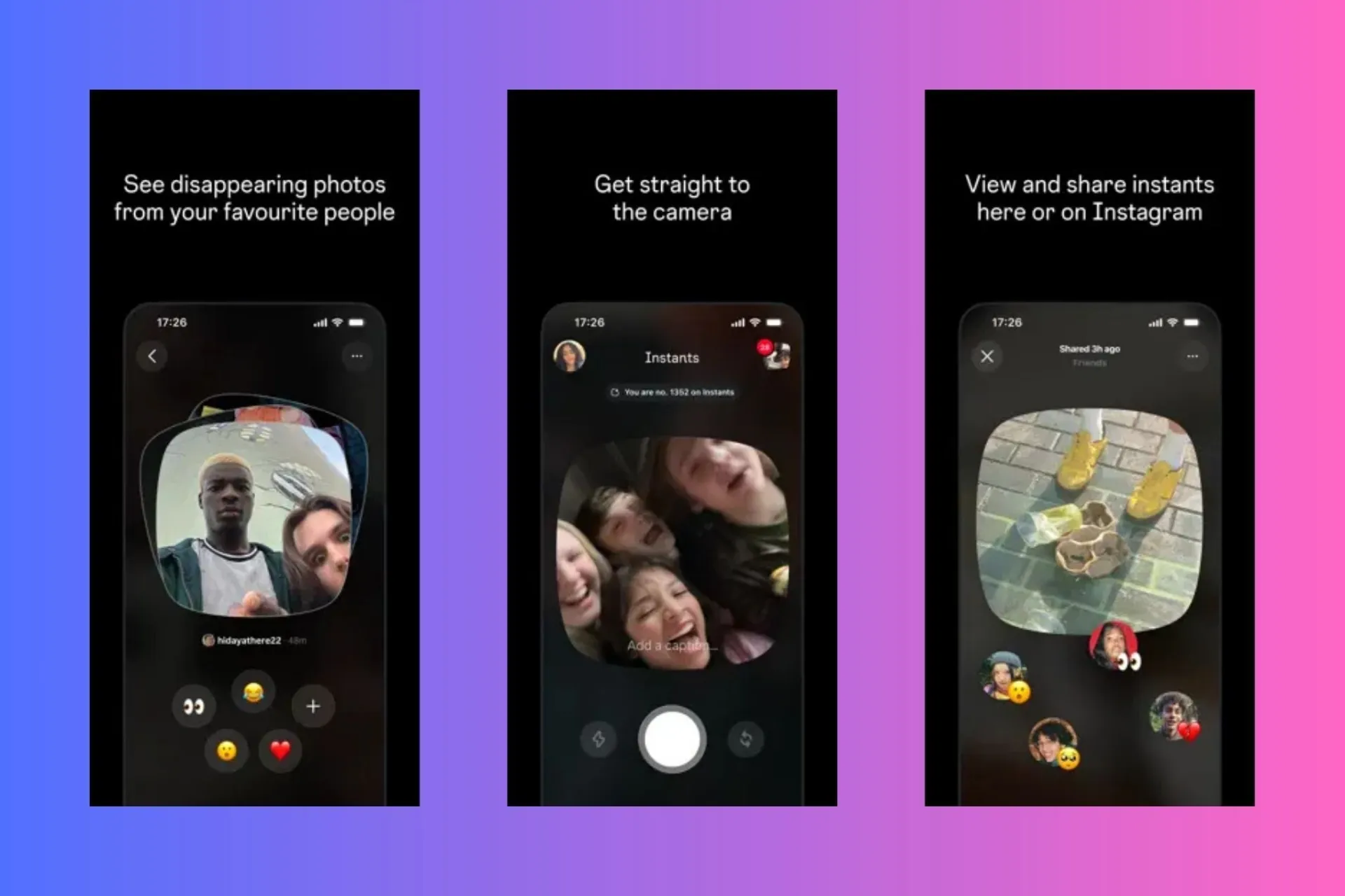 محیط و رابط کاربری اپلیکیشن Instants