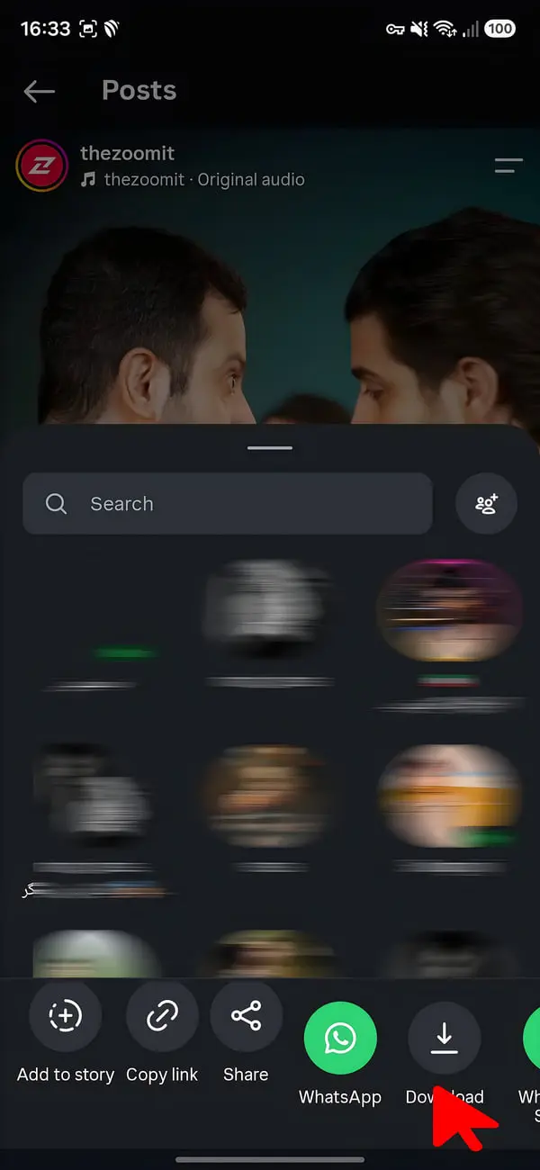 رابط کاربری بخش پست‌های اینستاگرام (Instagram) در گوشی هوشمند