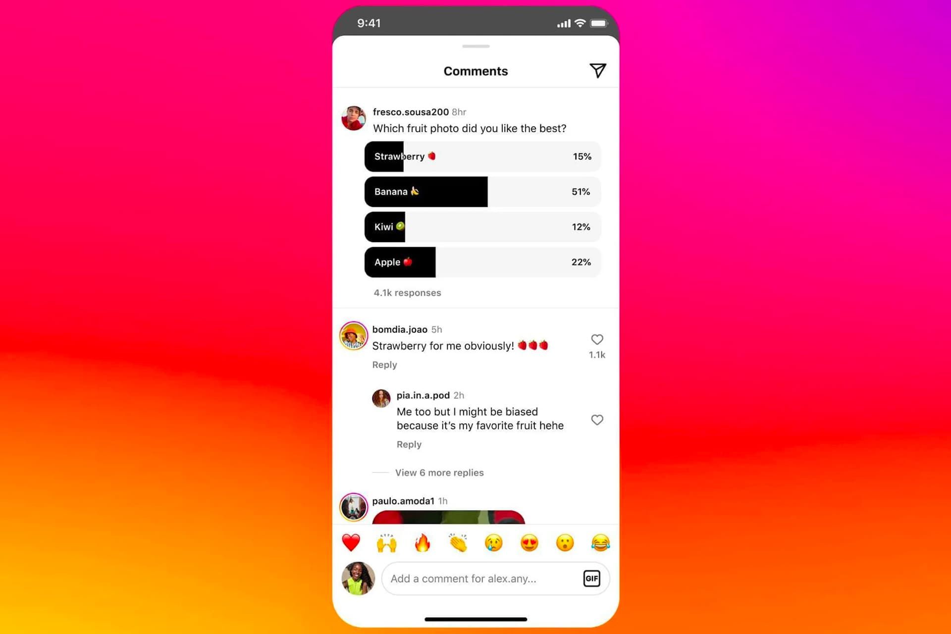 برگزاری نظرسنجی در کامنت اینستاگرام