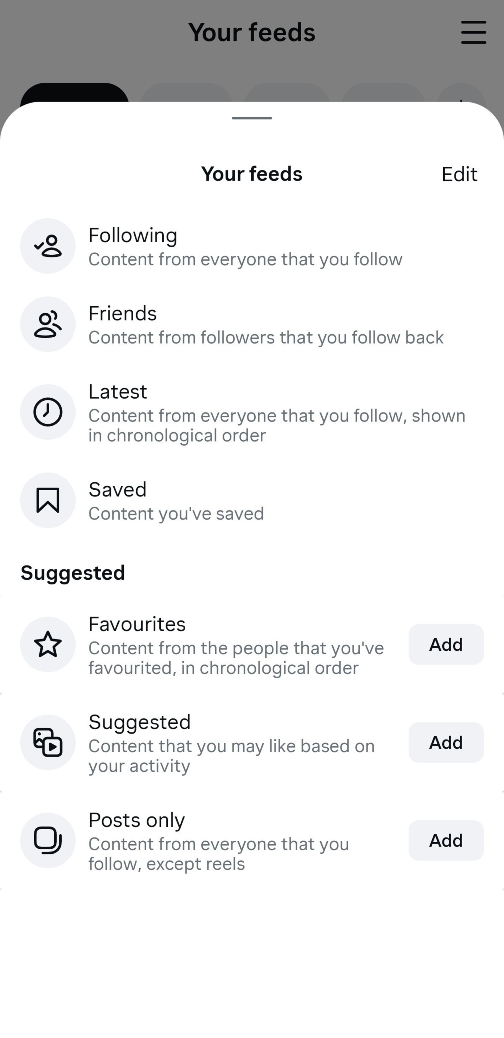 تنظیمات فید شخصی در اینستاگرام