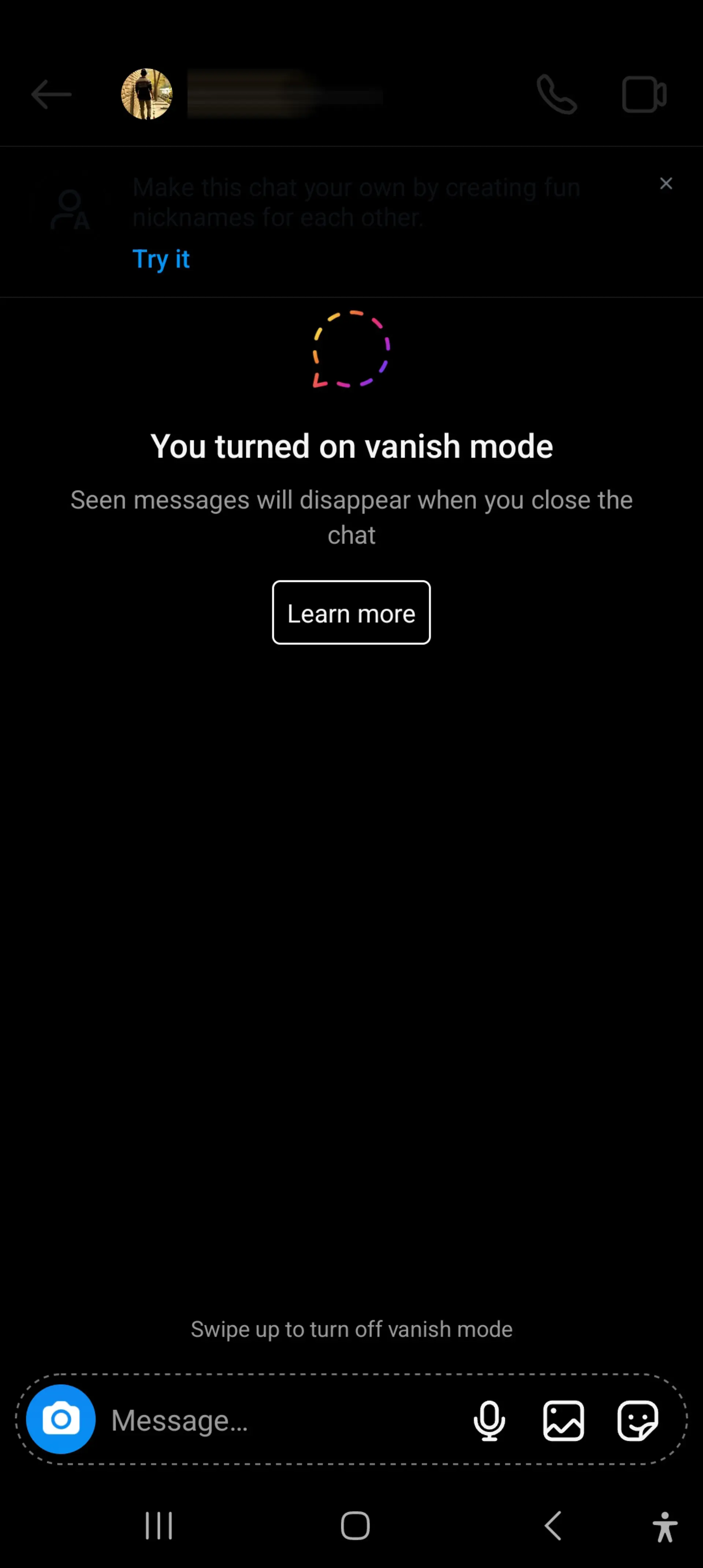حالت Vanish Mode در اینستاگرام