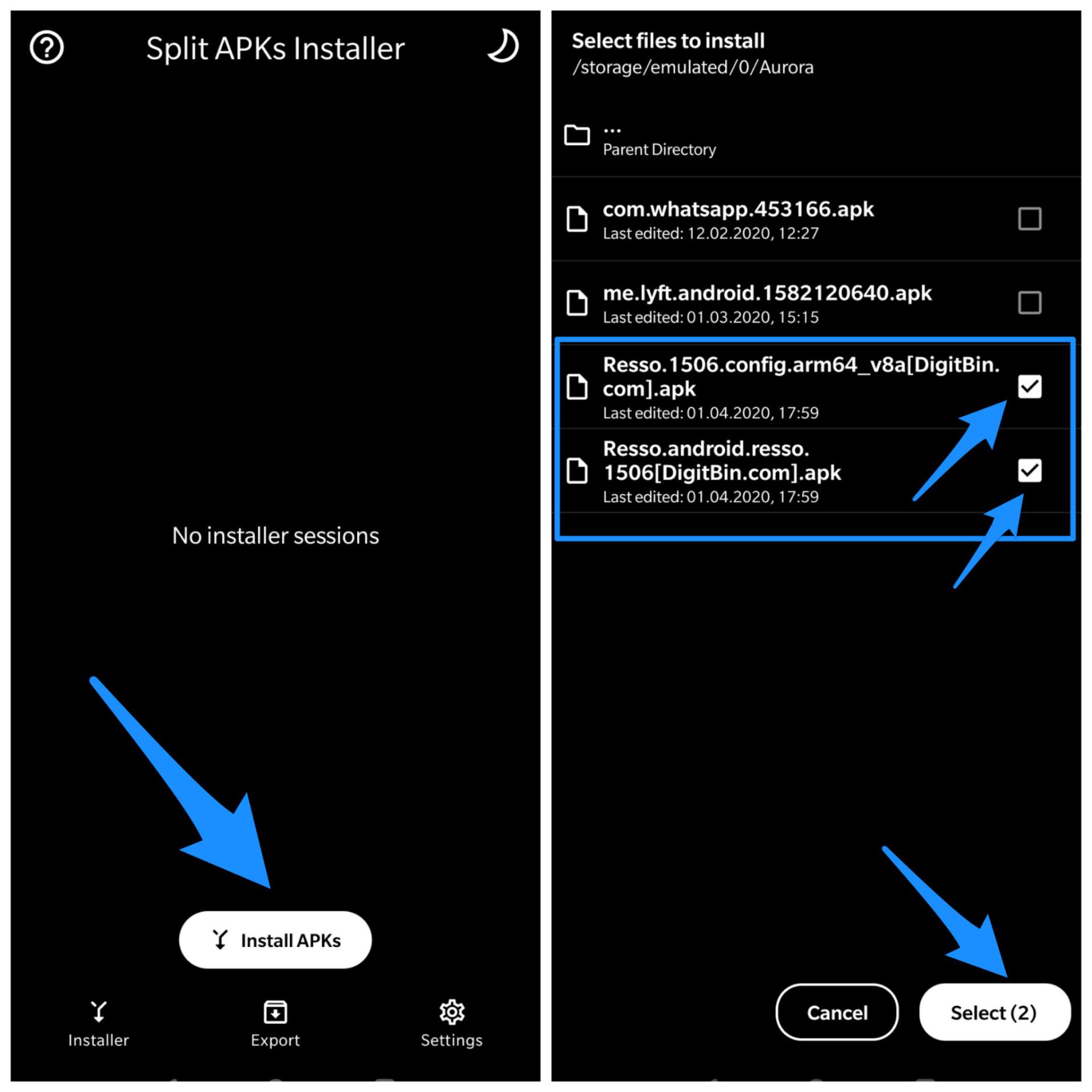 نصب برنامه با Split APK Installer