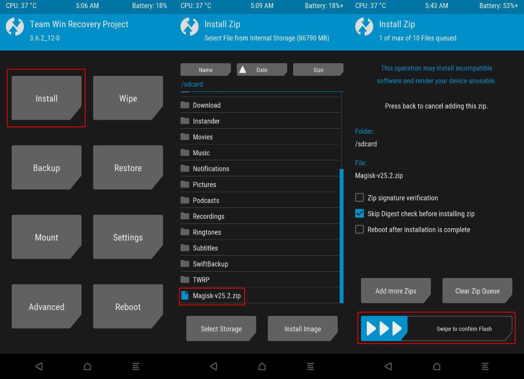 نصب مجیسک با TWRP