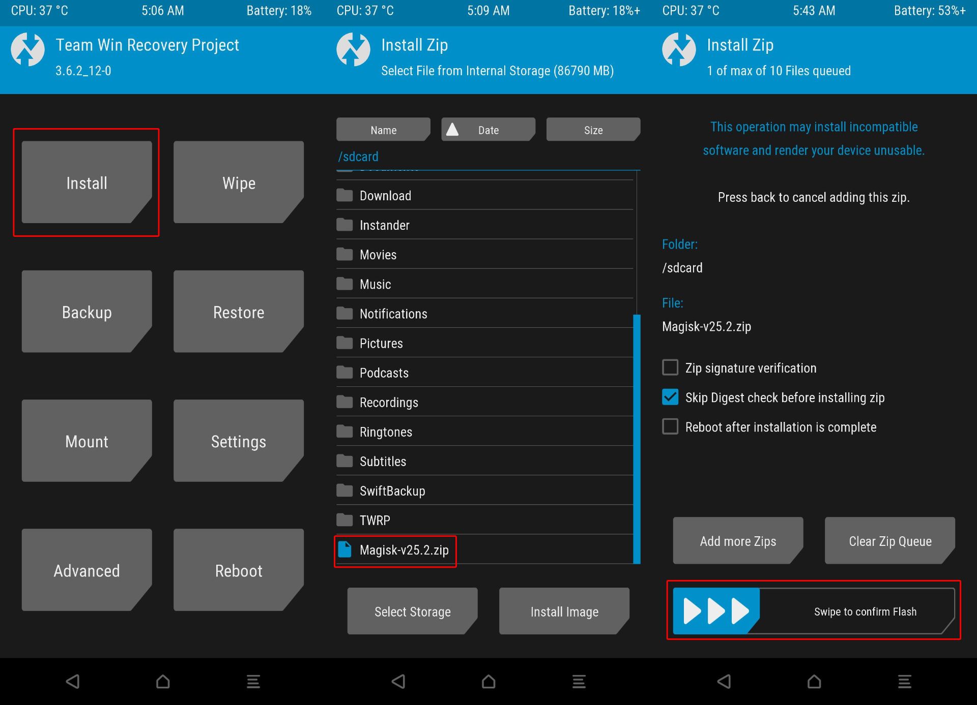 نصب مجیسک با TWRP