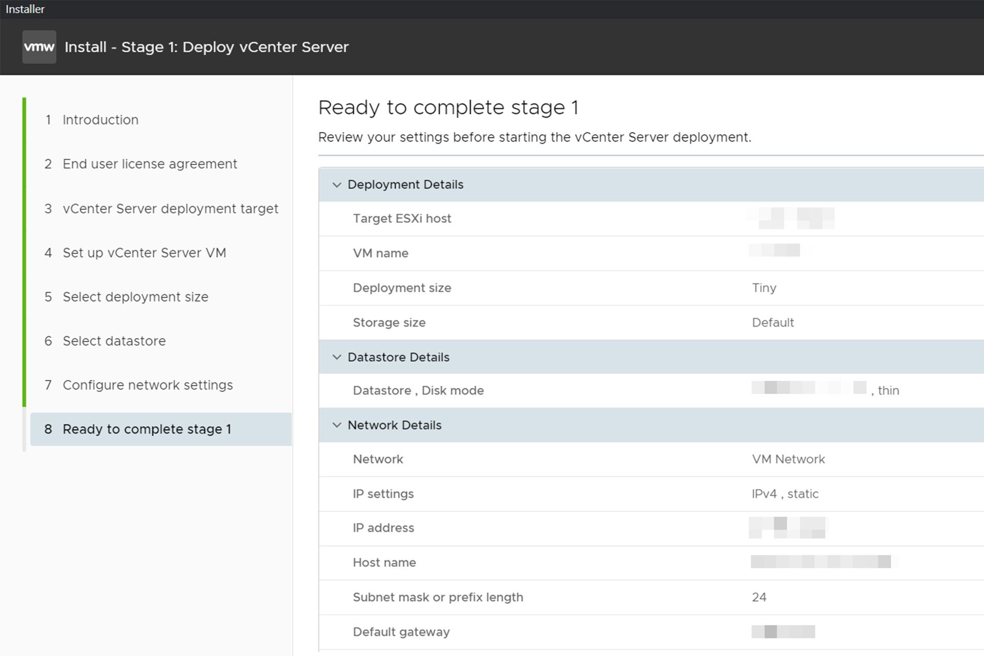 نصب VMware vCenter Server مرحله دوازدهم