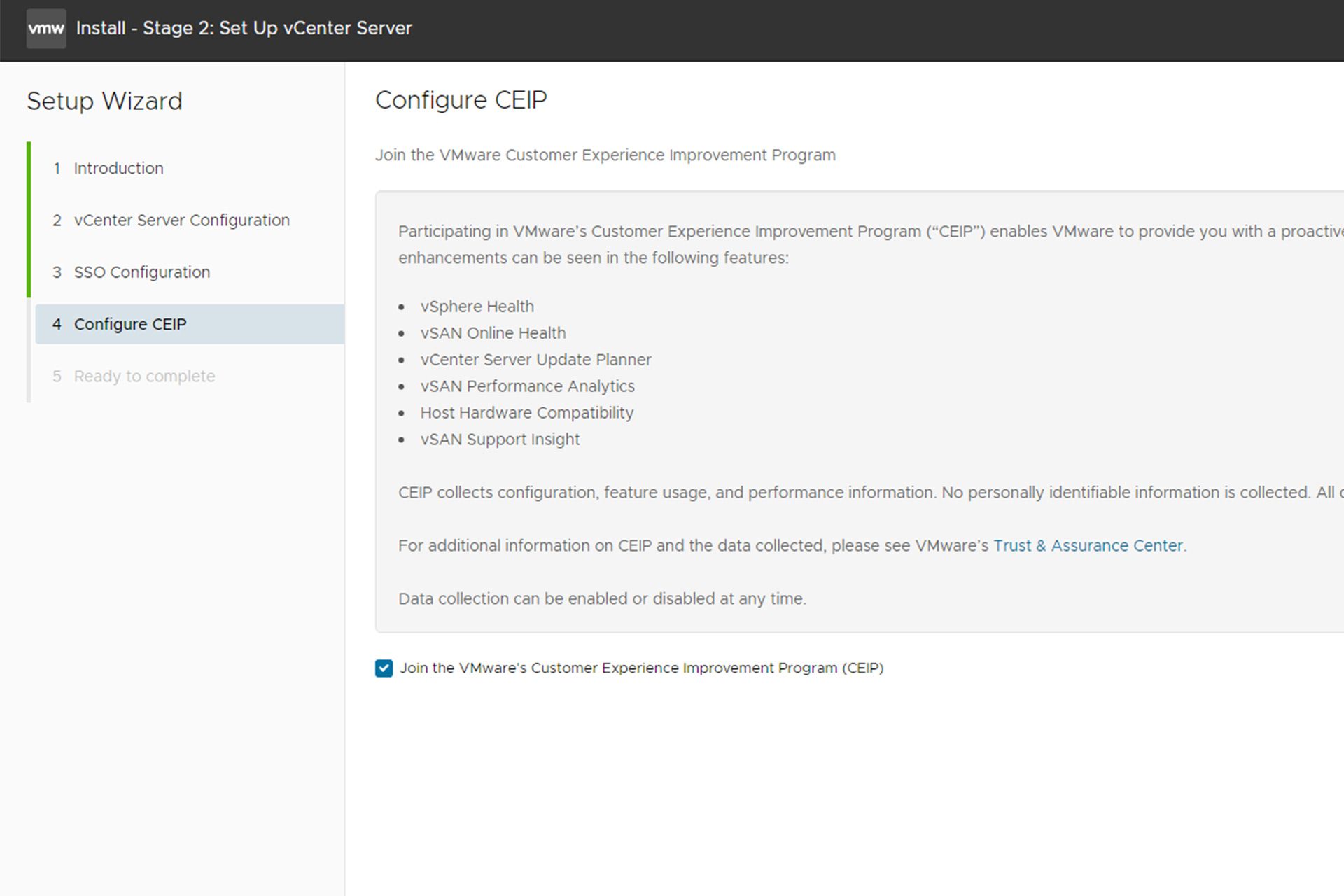 نصب VMware vCenter Server مرحله هجدهم